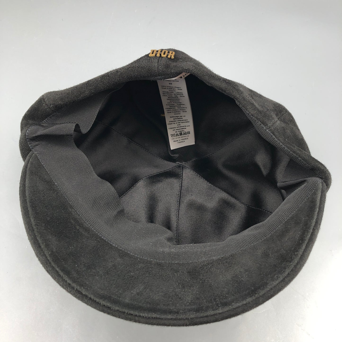 Christian Dior Suede Newsboy Cap Black Size 59cm