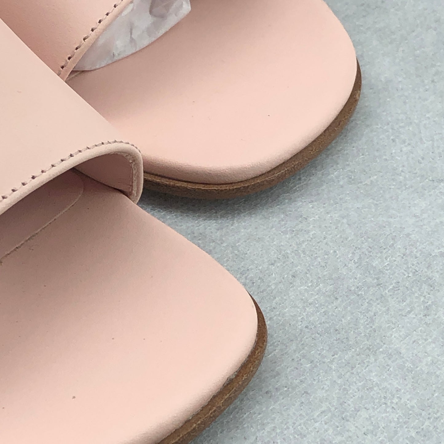 Louis Vuitton Blush Pink Leather V Logo Block Heel Slide Sandals Size 40