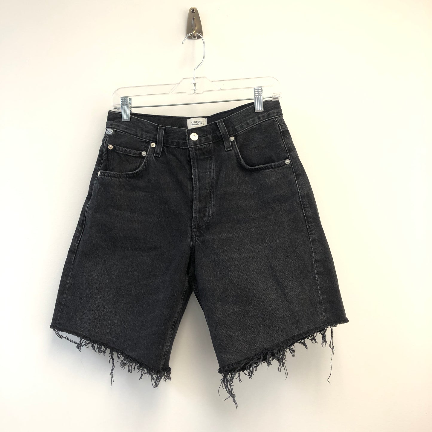 Citizens of Humanity High-Waisted Denim Shorts 26 Black