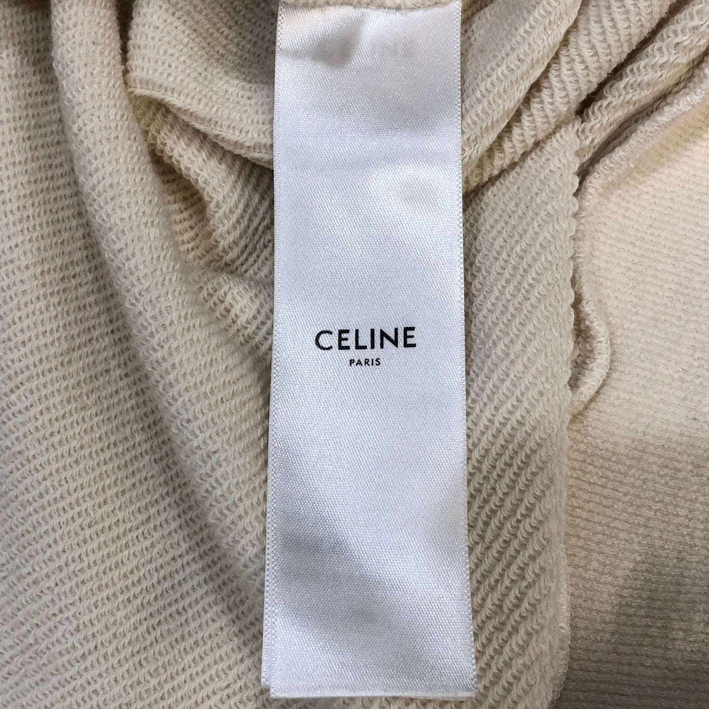 Celine Beige Triomphe Logo Hoodie Size M