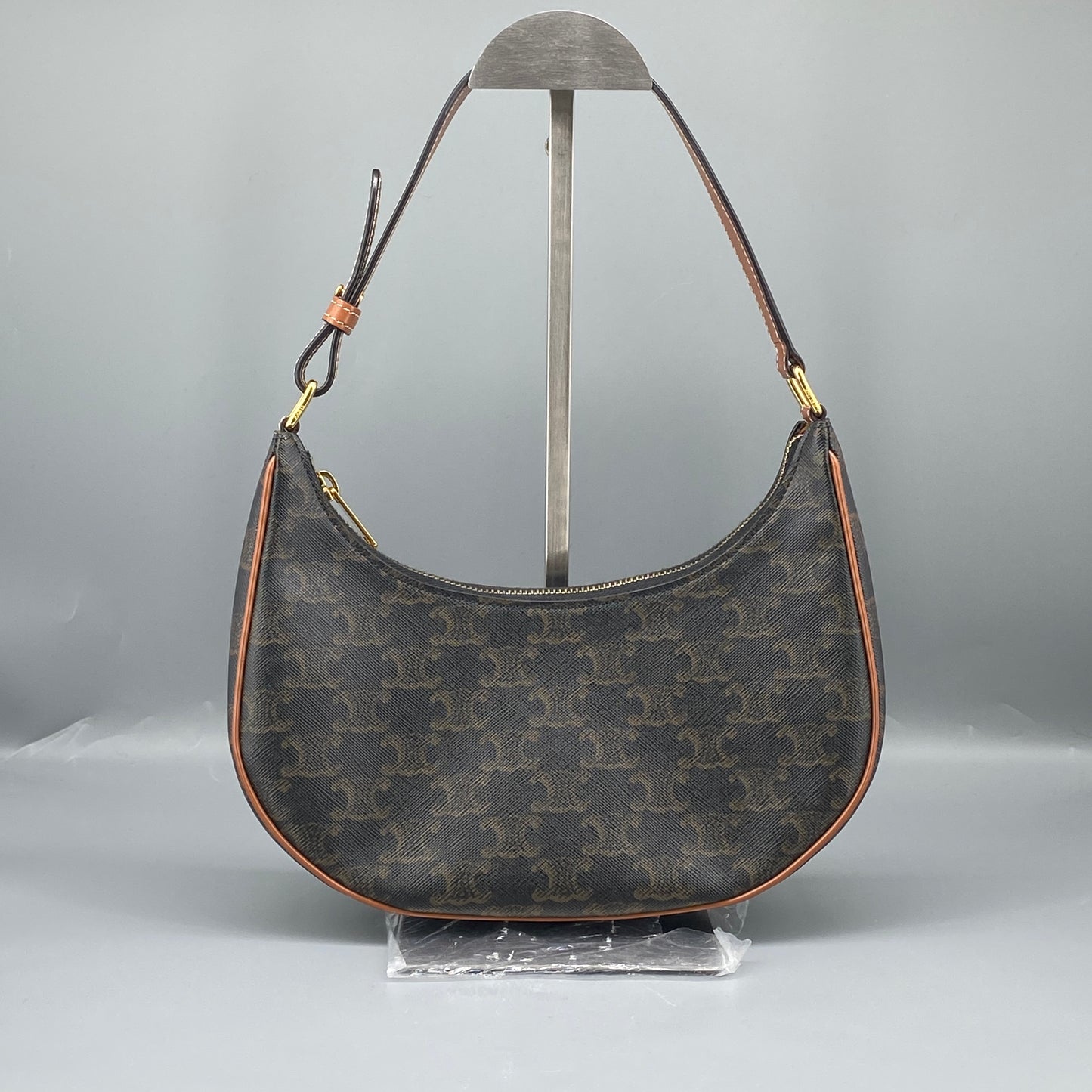 Celine Ava Black Caramel Print Hobo Shoulder Bag