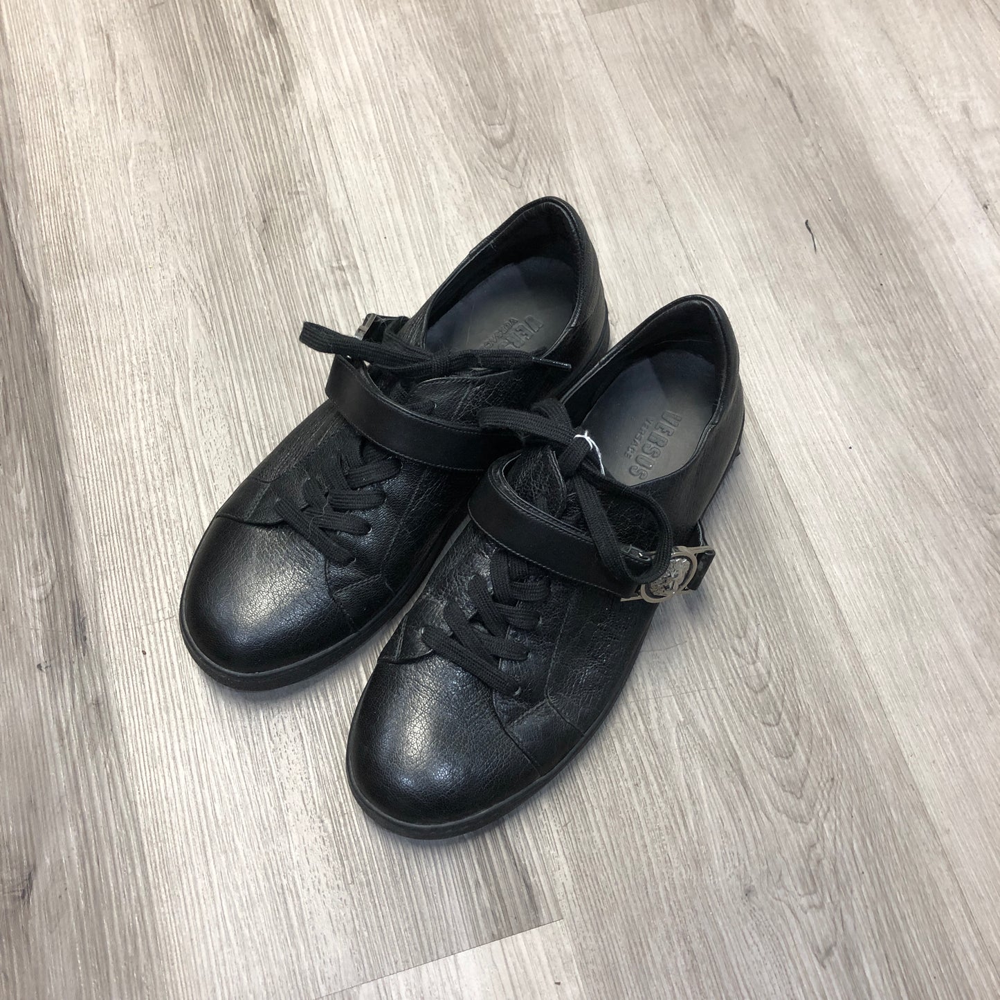 Versace Men's Black Leather Low-Top Sneakers Size 42