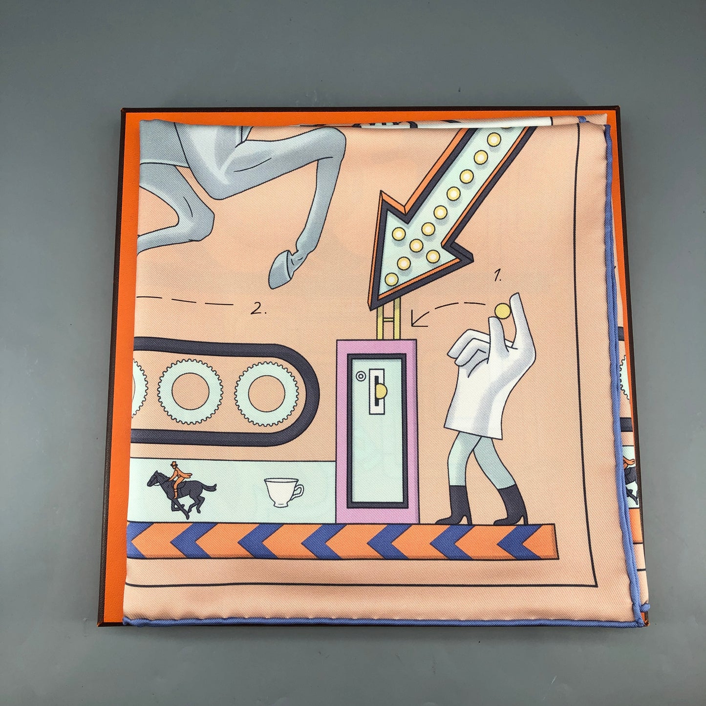 Hermes NWT Silk Square Scarf Multi-Color Printed 90*90
