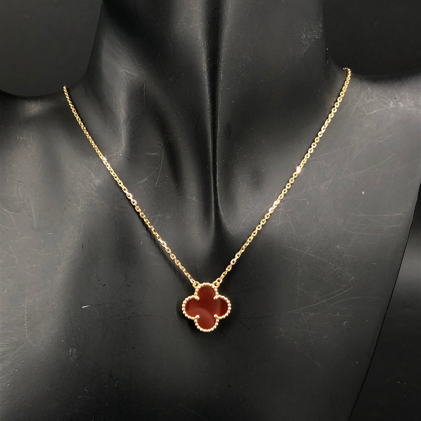 Van Cleef & Arpels Red Carnelian Single Vintage  Alhambra Pendant Necklace 2021