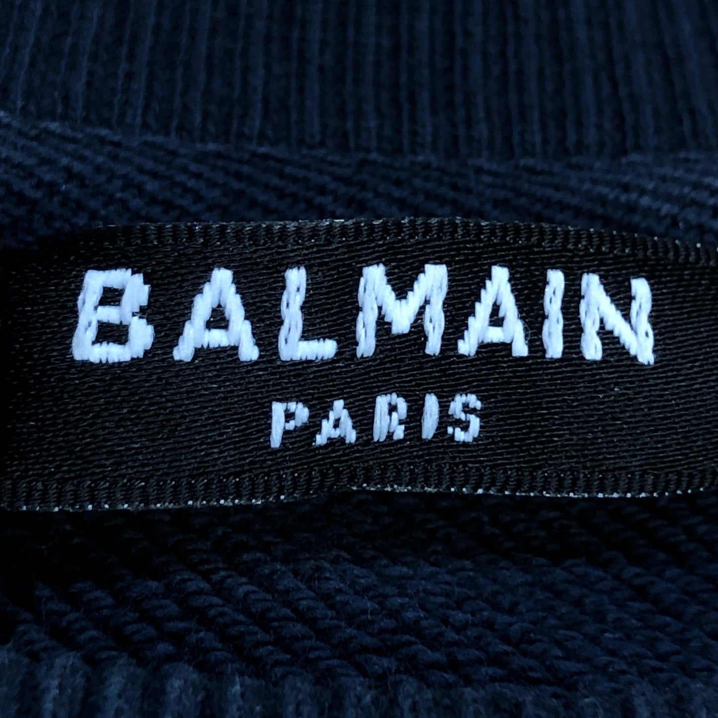 Balmain Navy Blue Logo Print Crew Neck Sweatshirt Size XXS