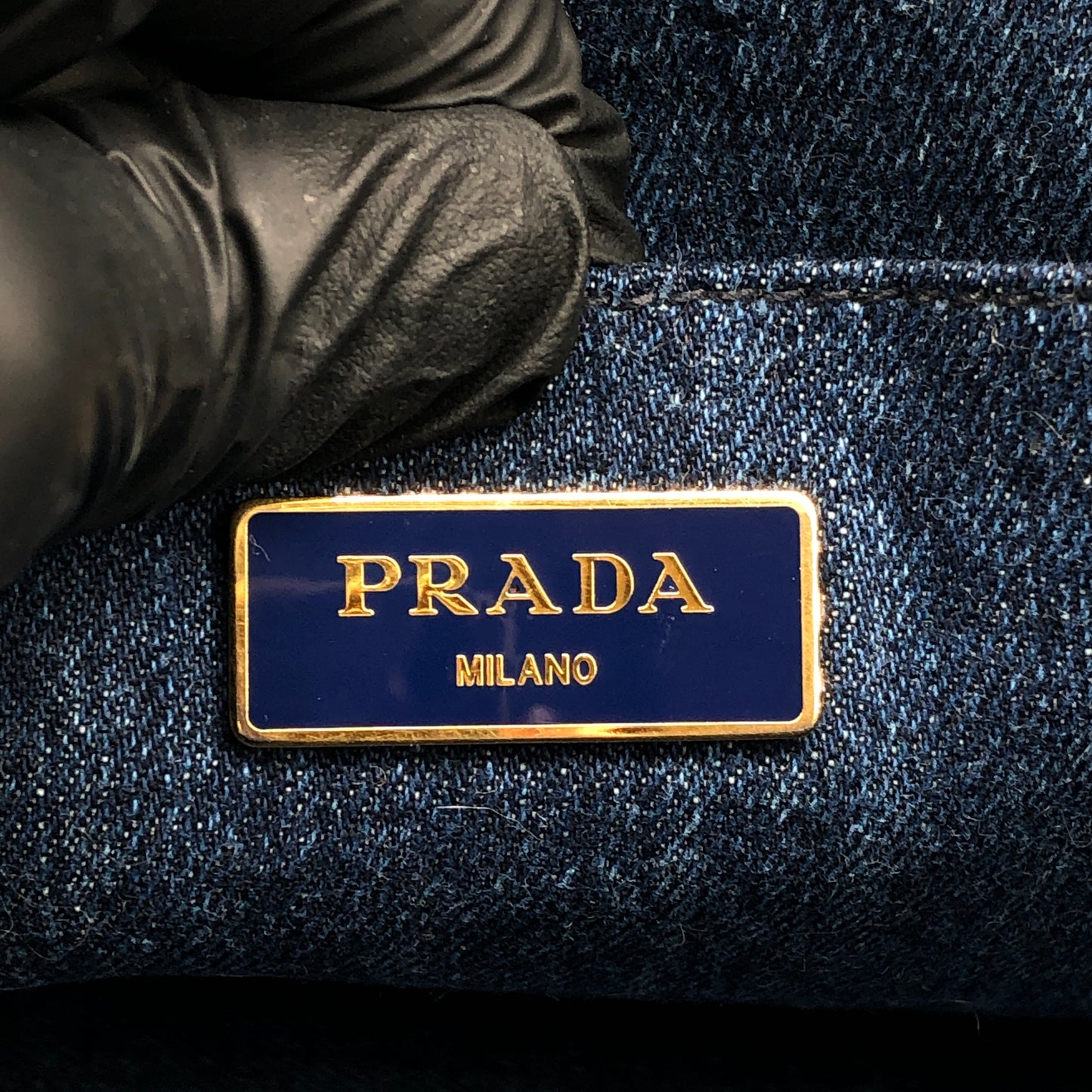 Prada Dark Blue Denim Large Tote Bag Size