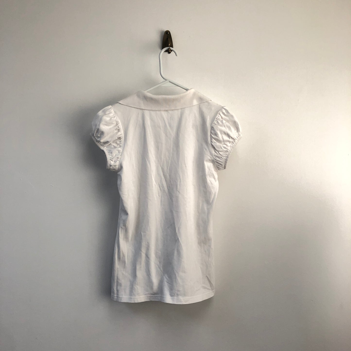 Burberry Puff Short Sleeve Polo Jersey Top Size S White