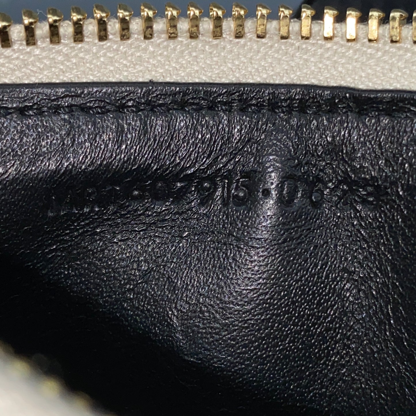 Saint Laurent Cream Grain Leather Quilted Zip Card Holder Wallet