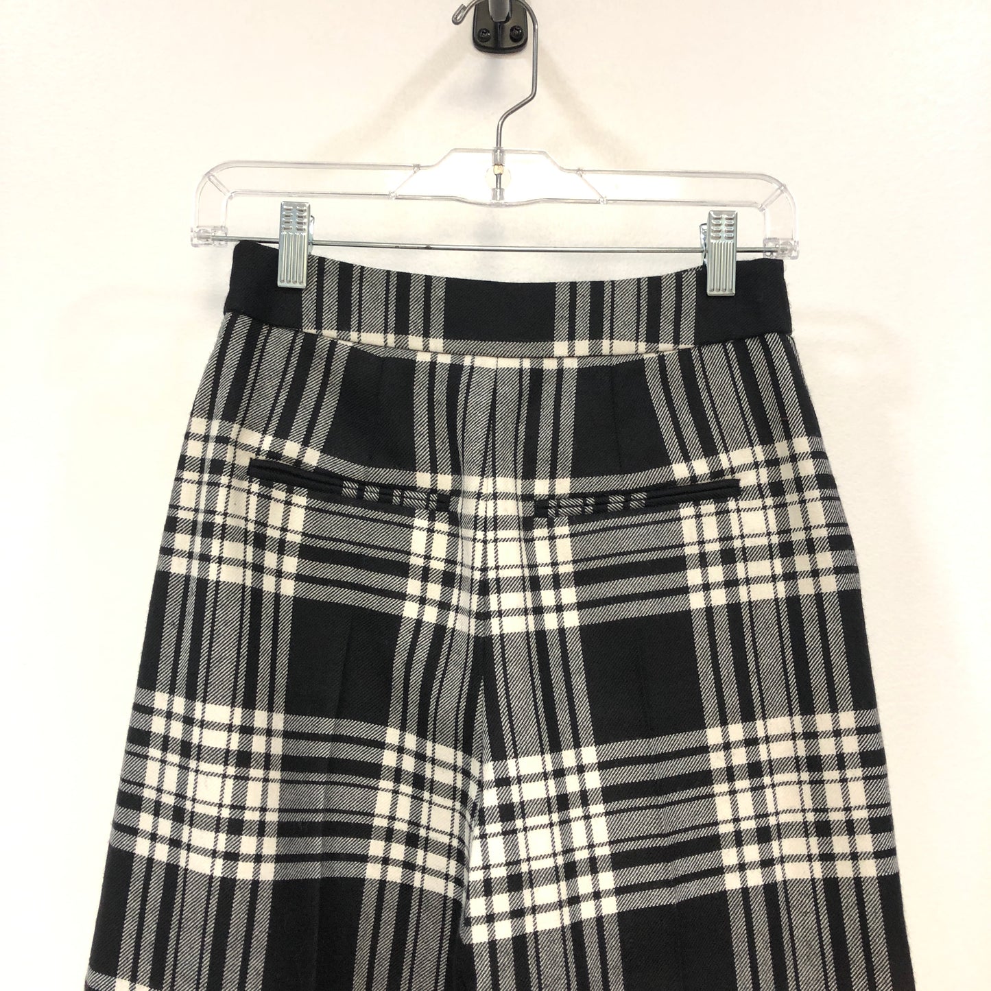 Alexander Wang Black & White Plaid Wide Leg Cropped Pants Size 0