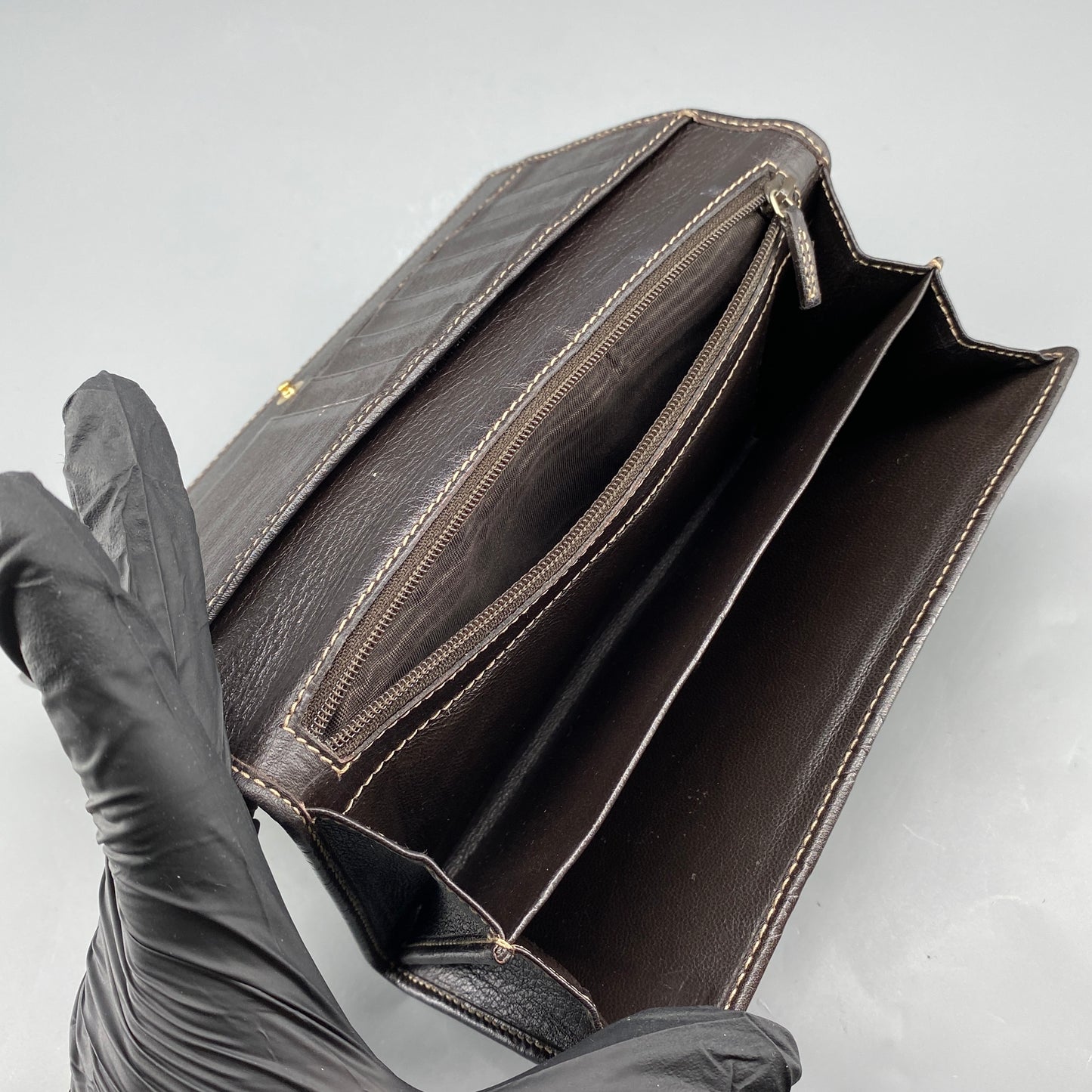 Gucci GG Embossed Deep Brown Leather Long Wallet