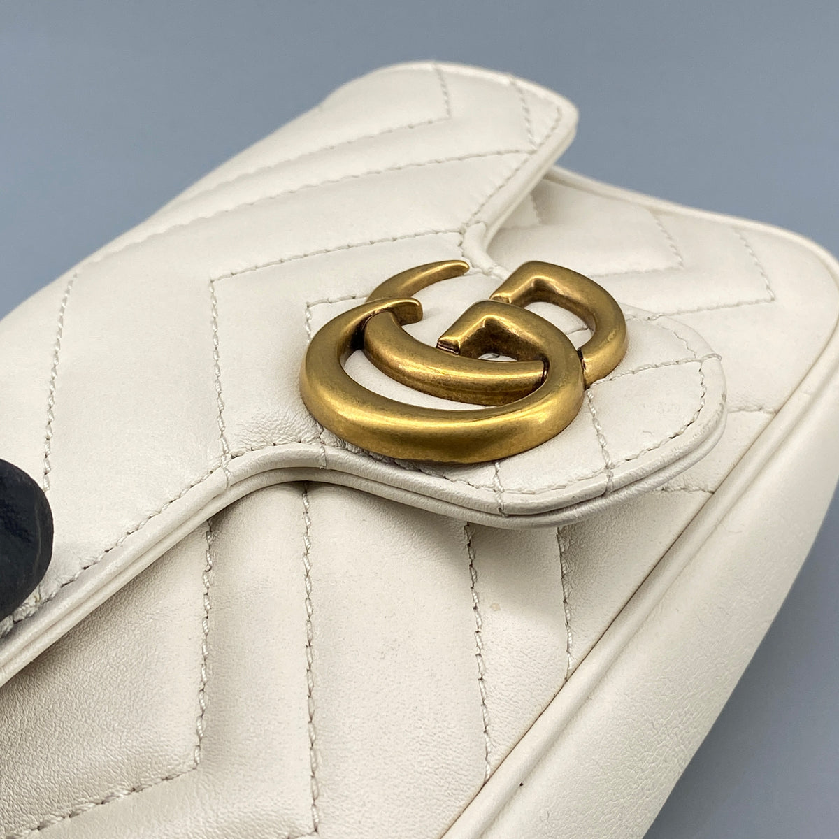 Gucci GG Marmont Super Mini Bag Cream Leather Crossbody Bag