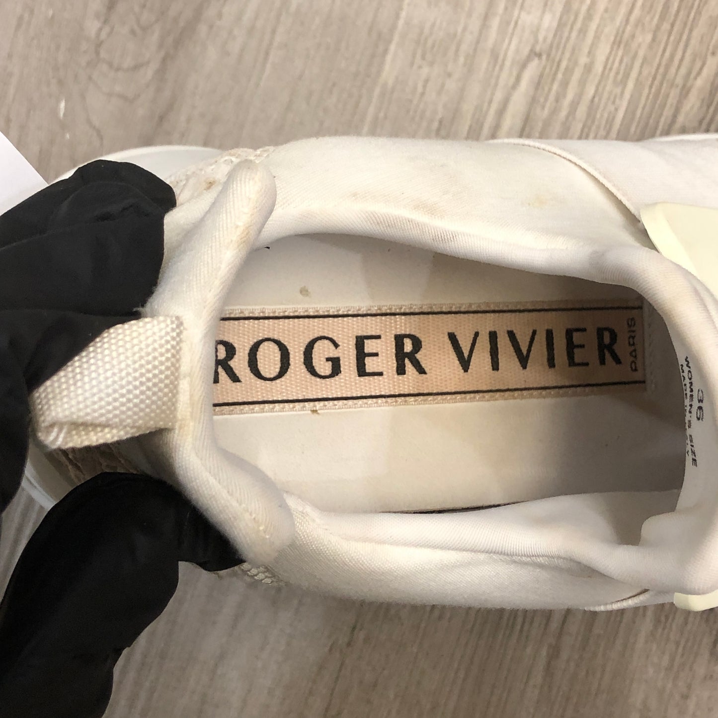 Roger Vivier Women's Strass Buckle Mesh Slip-On Sneaker Shoes 36 White