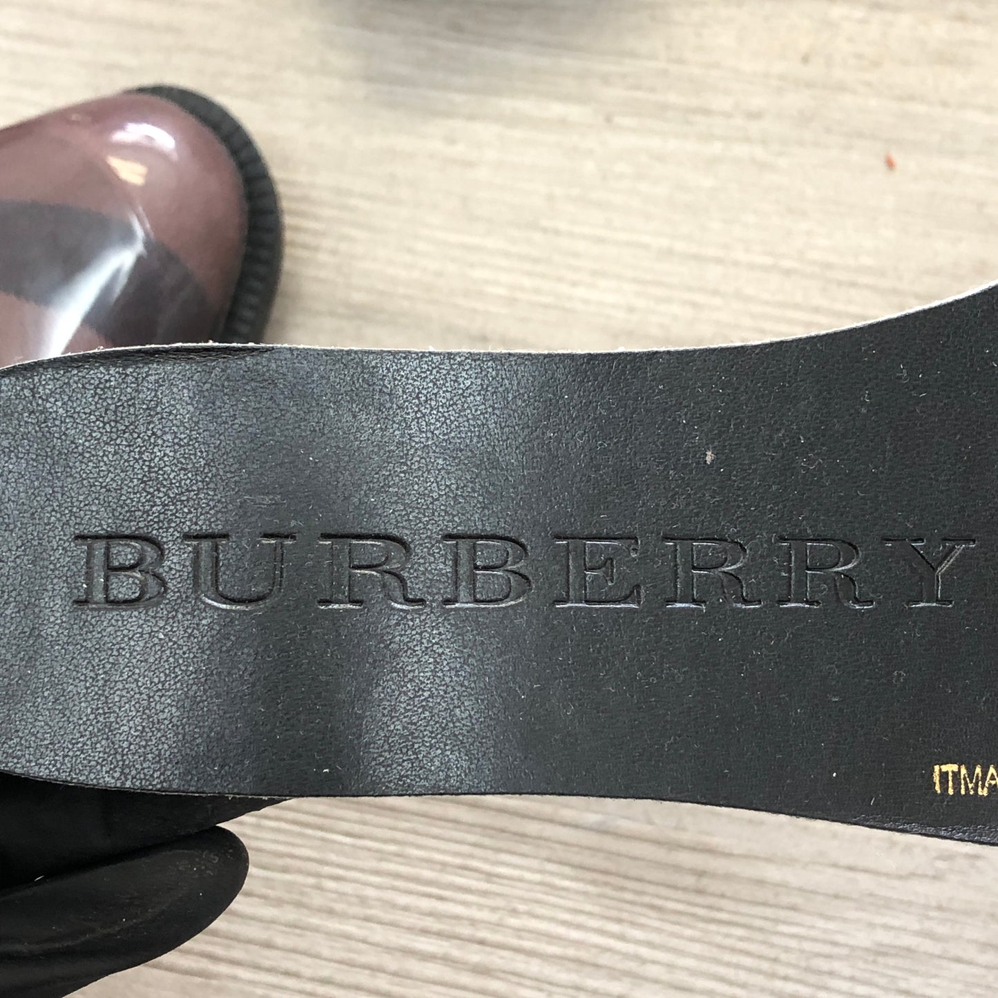 Burberry Women's Vintage Check Gloss Rubber Tall Rain Boots 36 Black Brown Red