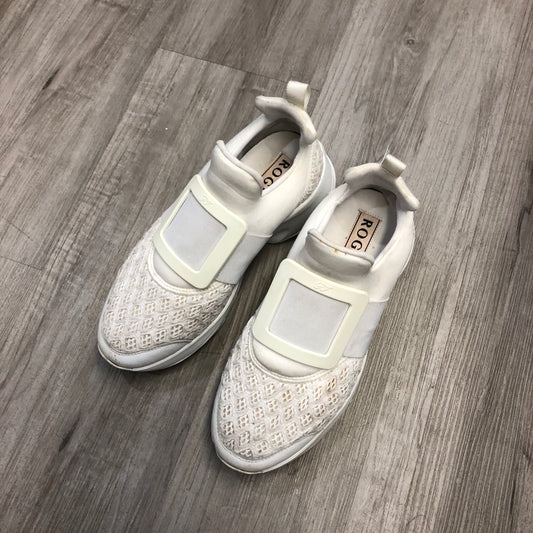 Roger Vivier Women's Strass Buckle Mesh Slip-On Sneaker Shoes 36 White