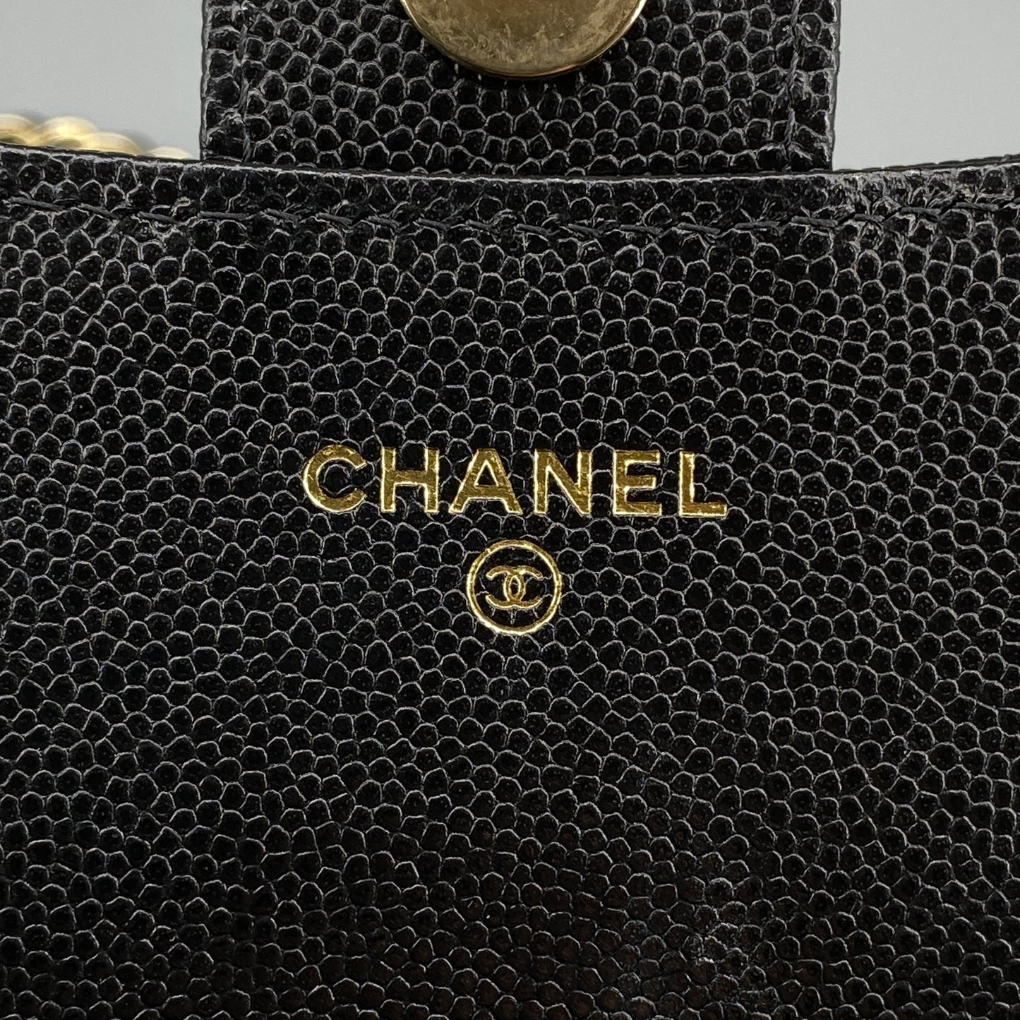 Chanel Quilted Caviar Mini Chain Wallet Bag Black