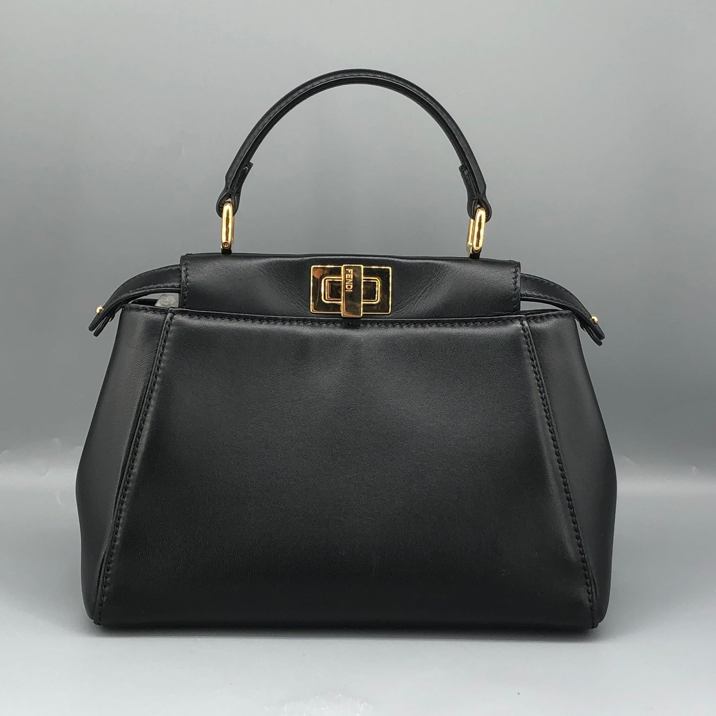 Fendi Peekaboo Mini Black Smooth Calf Leather Handbag
