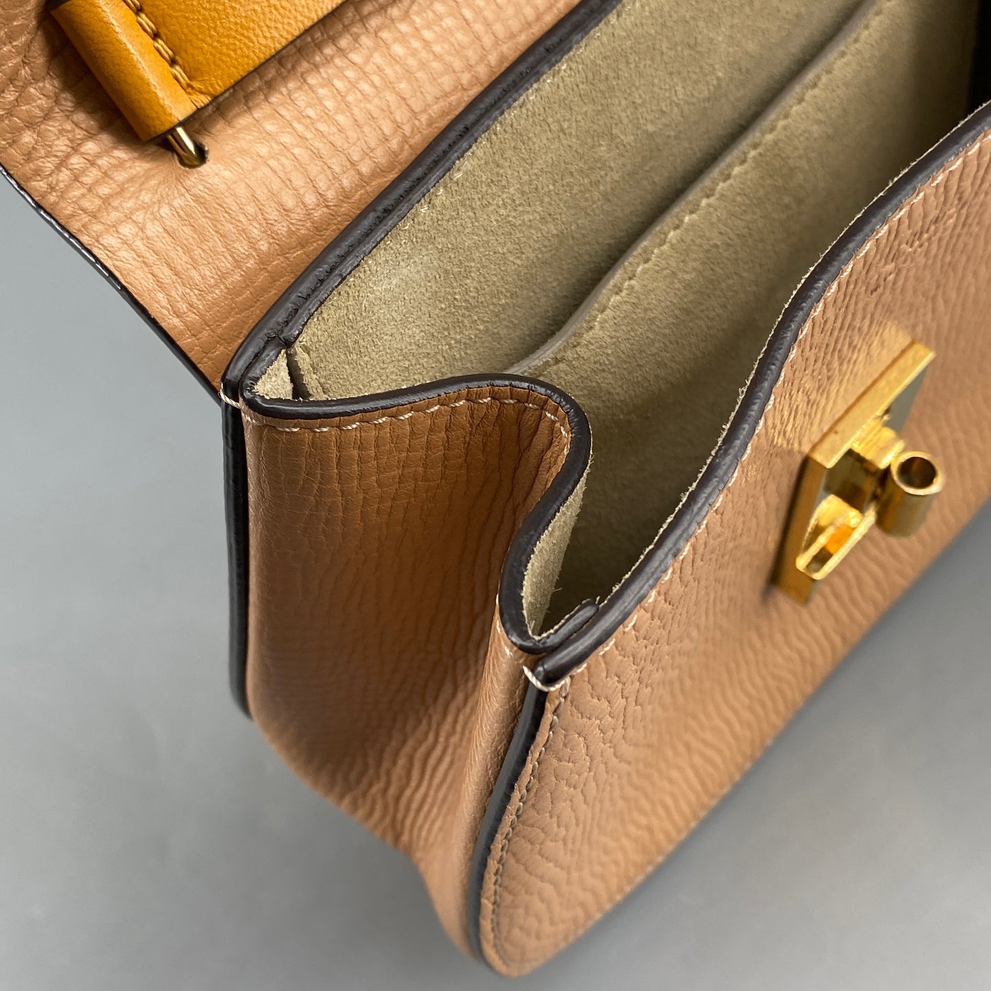 Chloe Yellow Nude Leather Drew Crossbody Saddle Bag