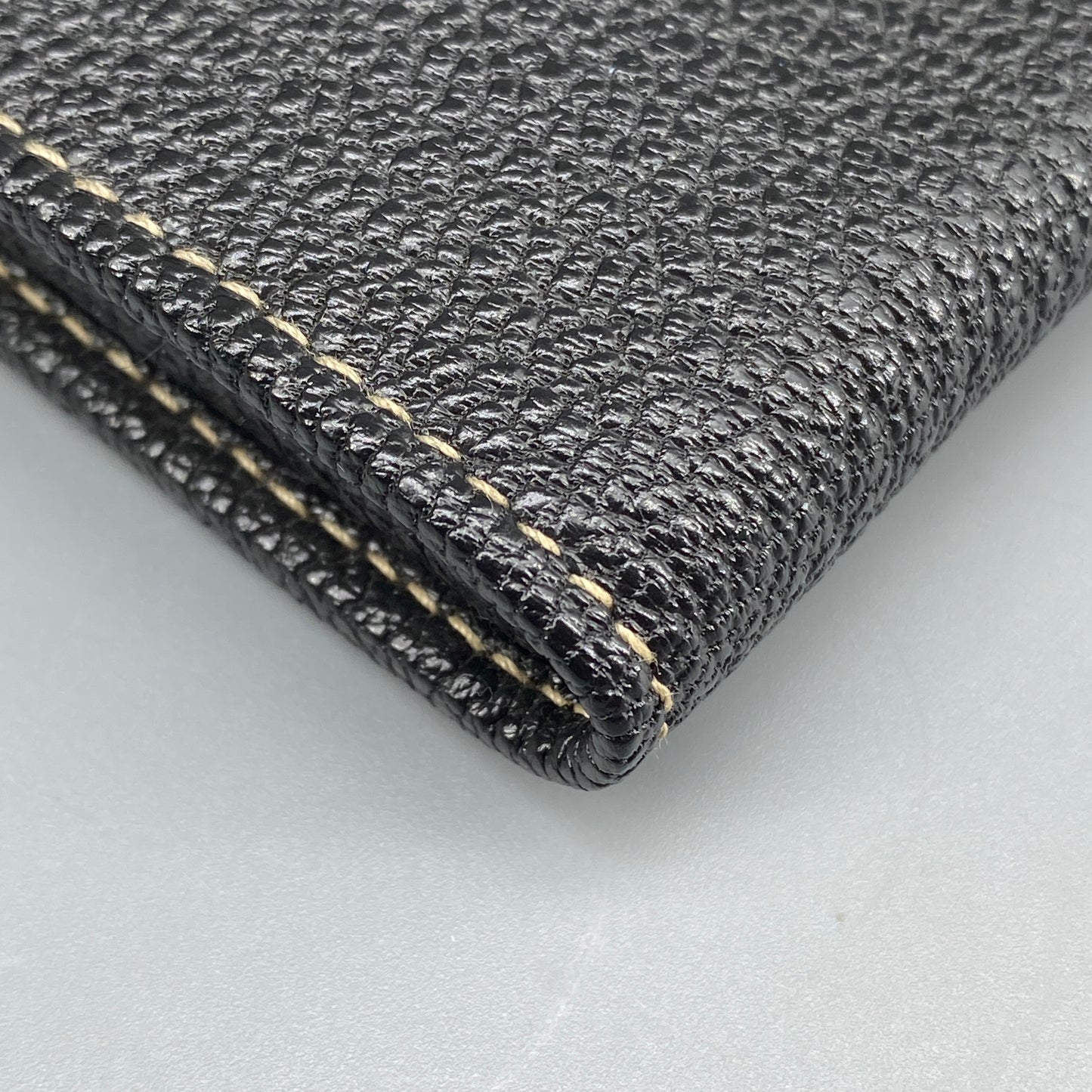 Ferragamo Black Grain Leather Flap Long Wallet