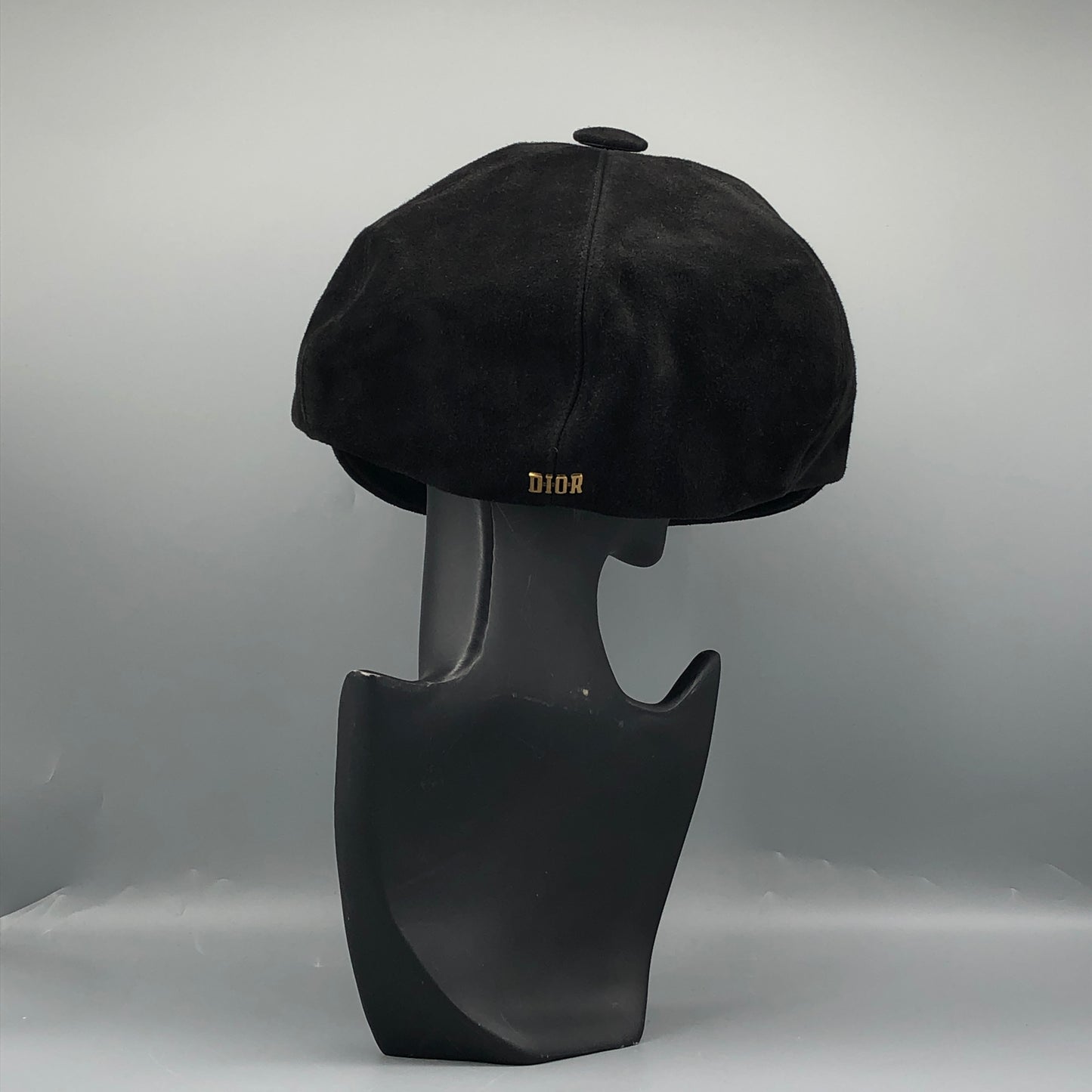 Christian Dior Suede Newsboy Cap Black Size 59cm