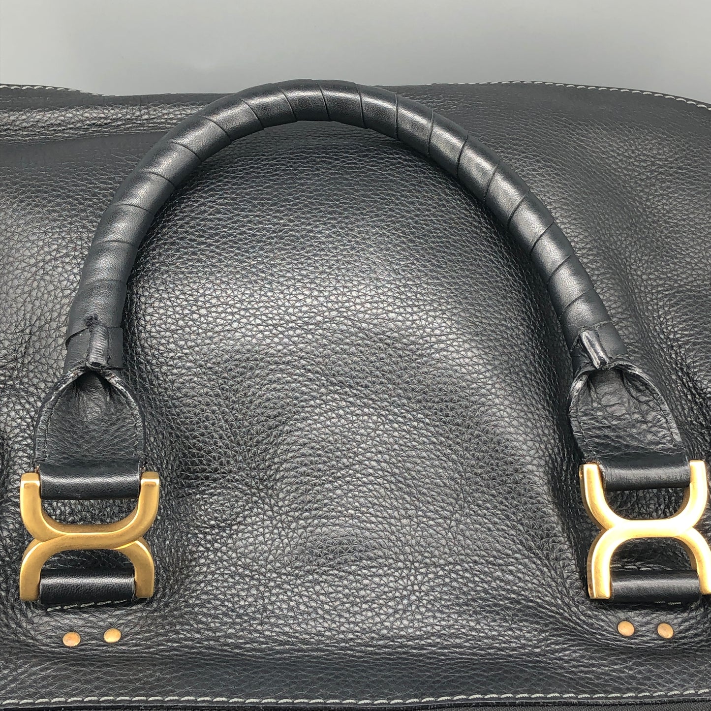 Chloe Black Marcie Large Grain Leather Tote Bag