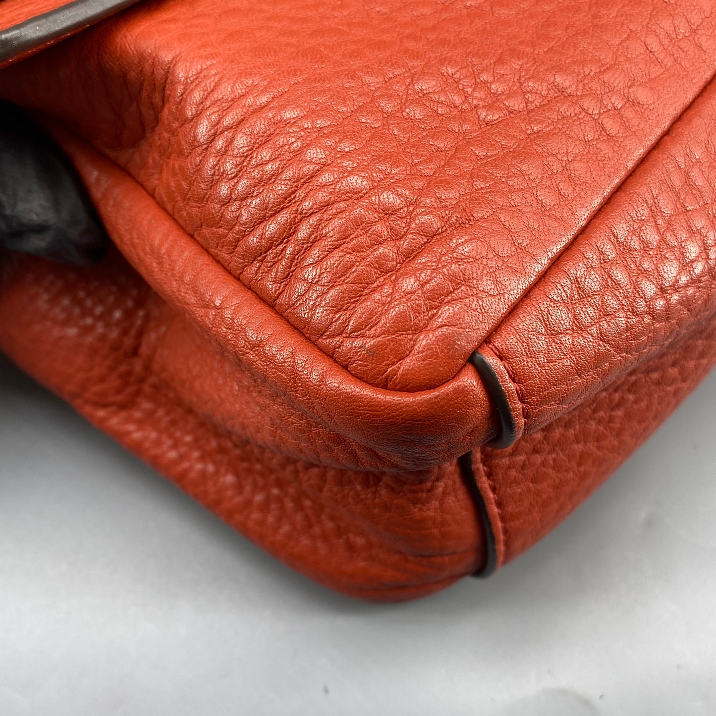 Tory Burch Orange Pebbled Leather Double T Logo Flap Chain Shoulder Bag