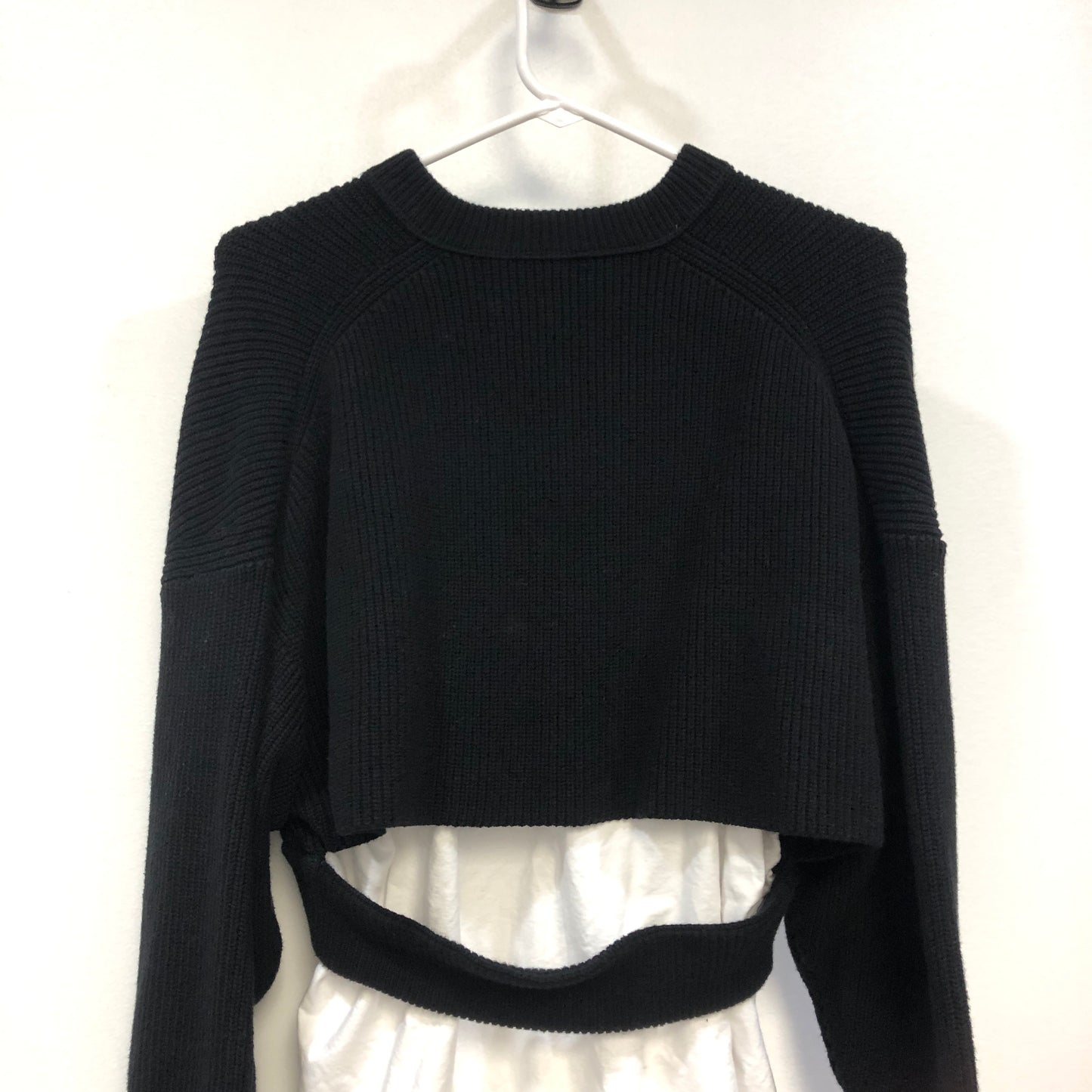 Alexander Wang Hybrid Knit-Button Down Top Size S Black/White