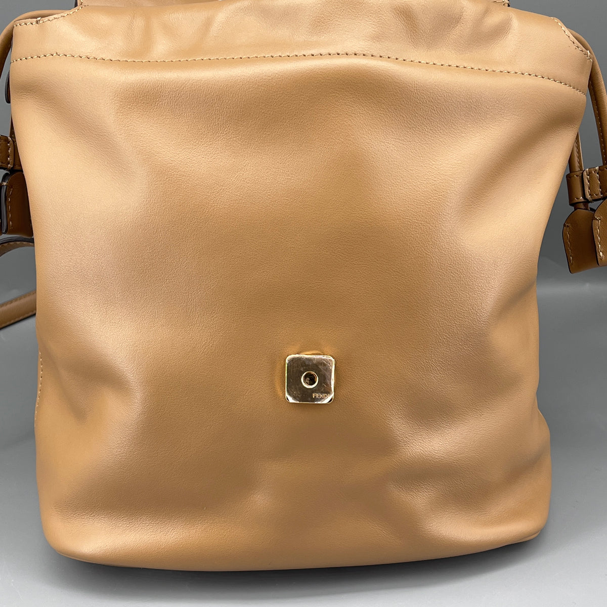 Fendi Brown beige Leather FF-clasp Backpack