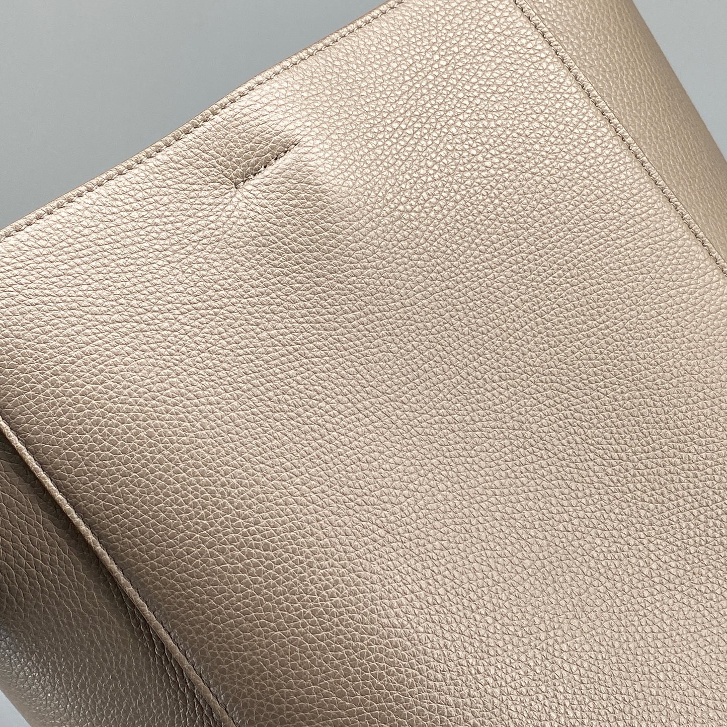 Celine Taupe Pebbled Leather Bucket Shoulder Bag