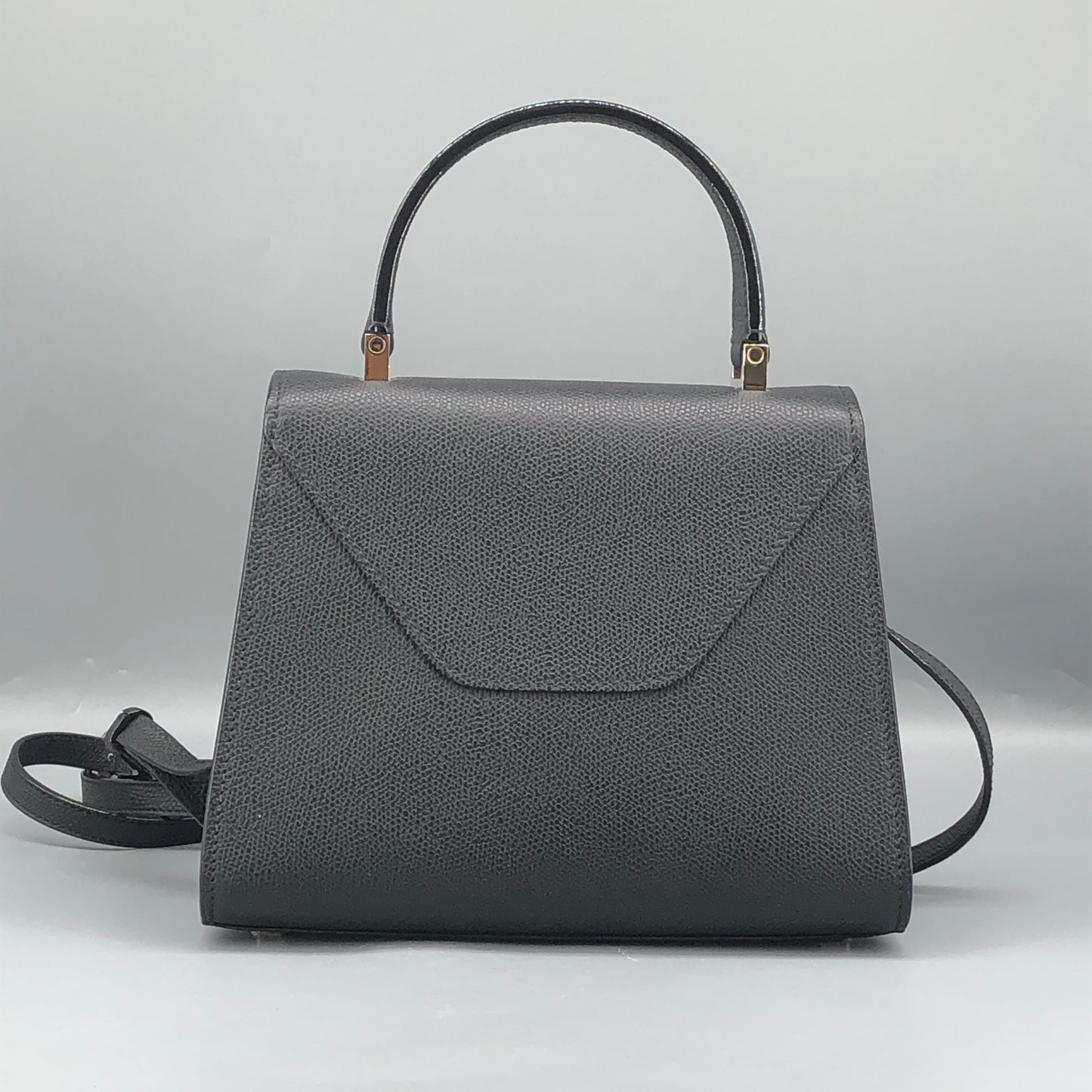 Valextra Iside Black Grained Calfskin Handbag