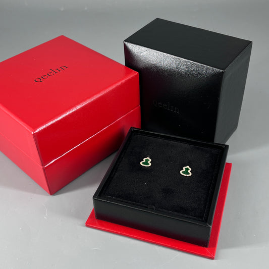 Qeelin Wulu Imperial Green Jade & Diamond 18K Rose Gold Earrings