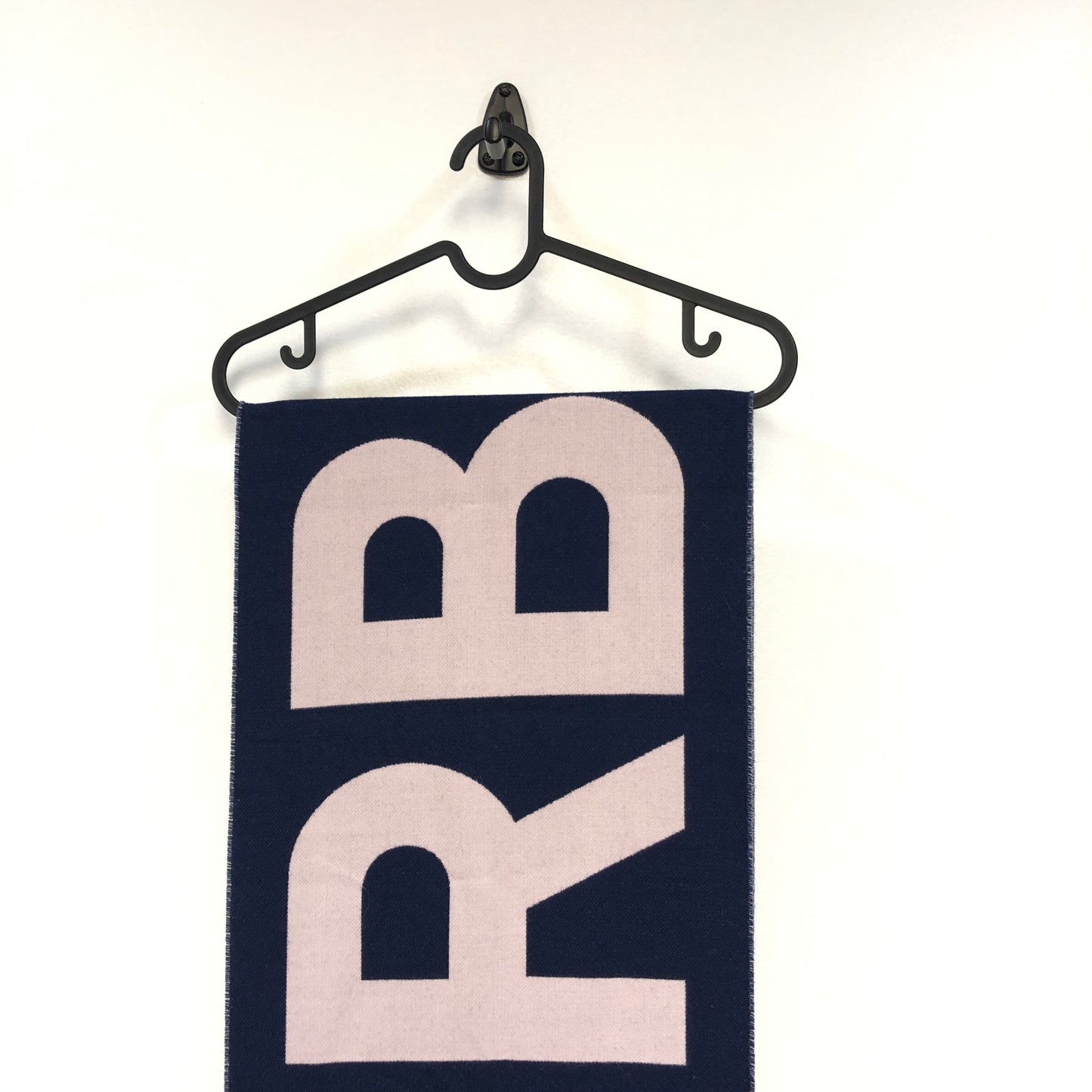 Burberry Indigo Pink Two-Tone Large Letter Logo Fringe Wool Scarf 74*13 Inches