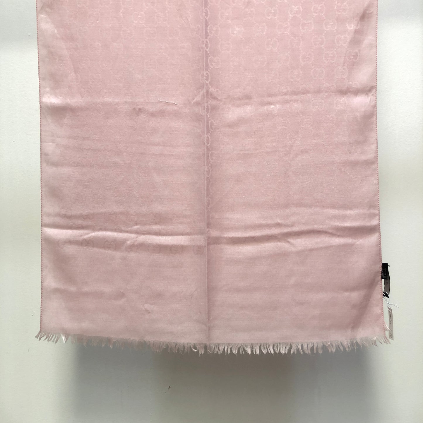 Gucci Light Pink GG Jacquard Fringe Shawl Scarf 197*68cm