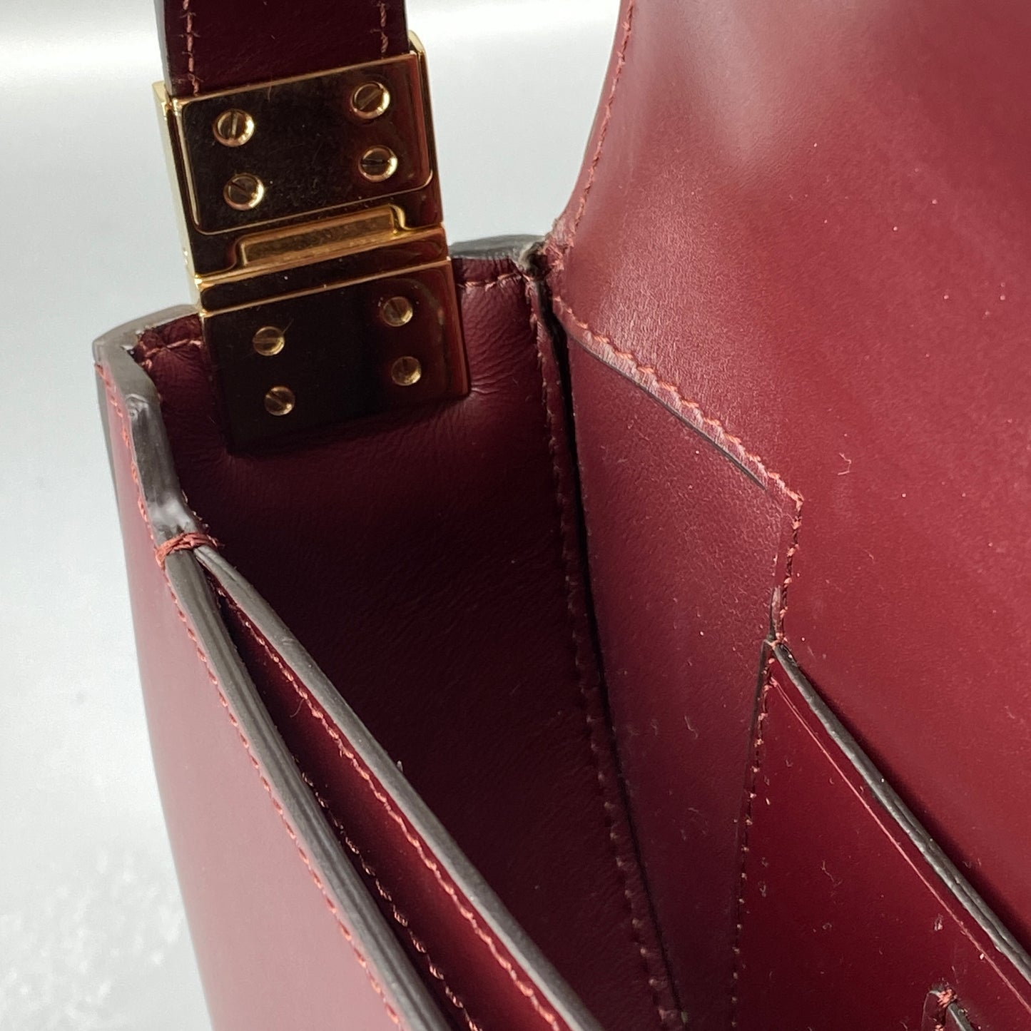 Burberry Deep Red Leather Saddle Shoulder Crossbody Bag