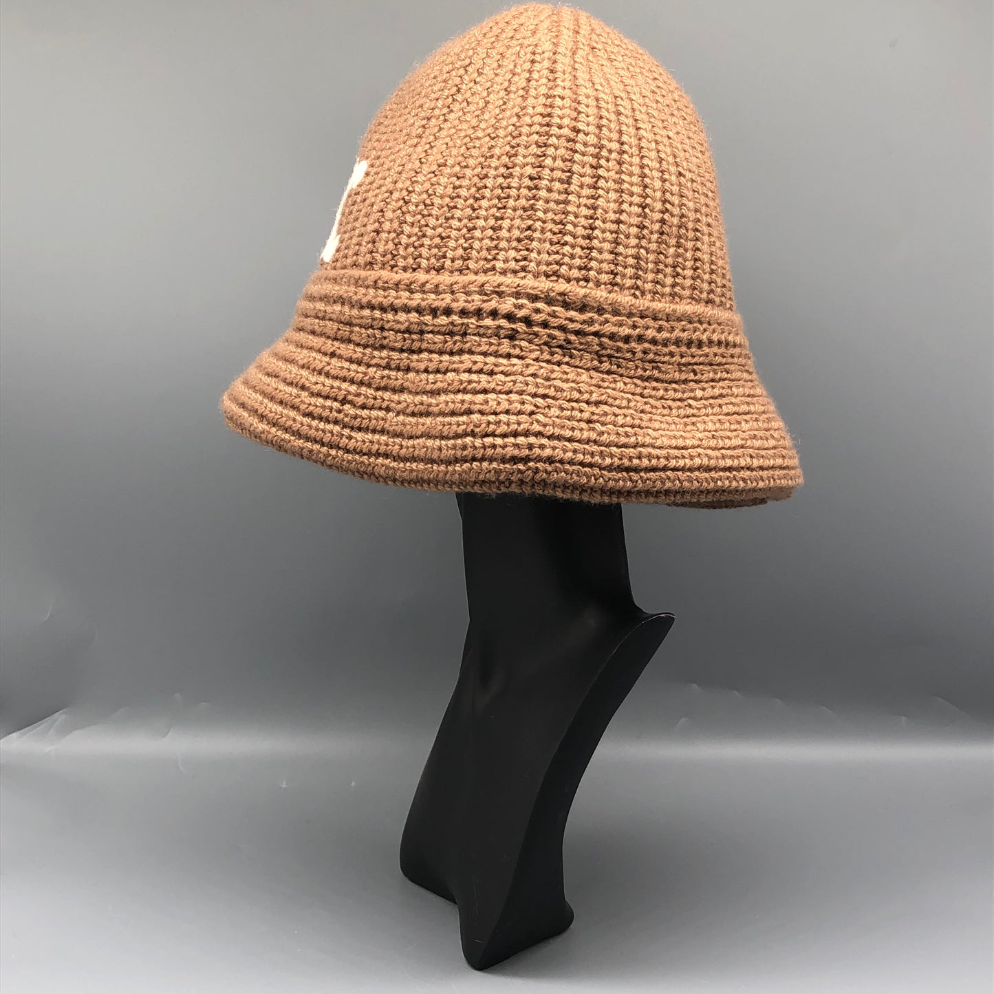 Celine Tan Brown Triomphe Knit Bucket Hat