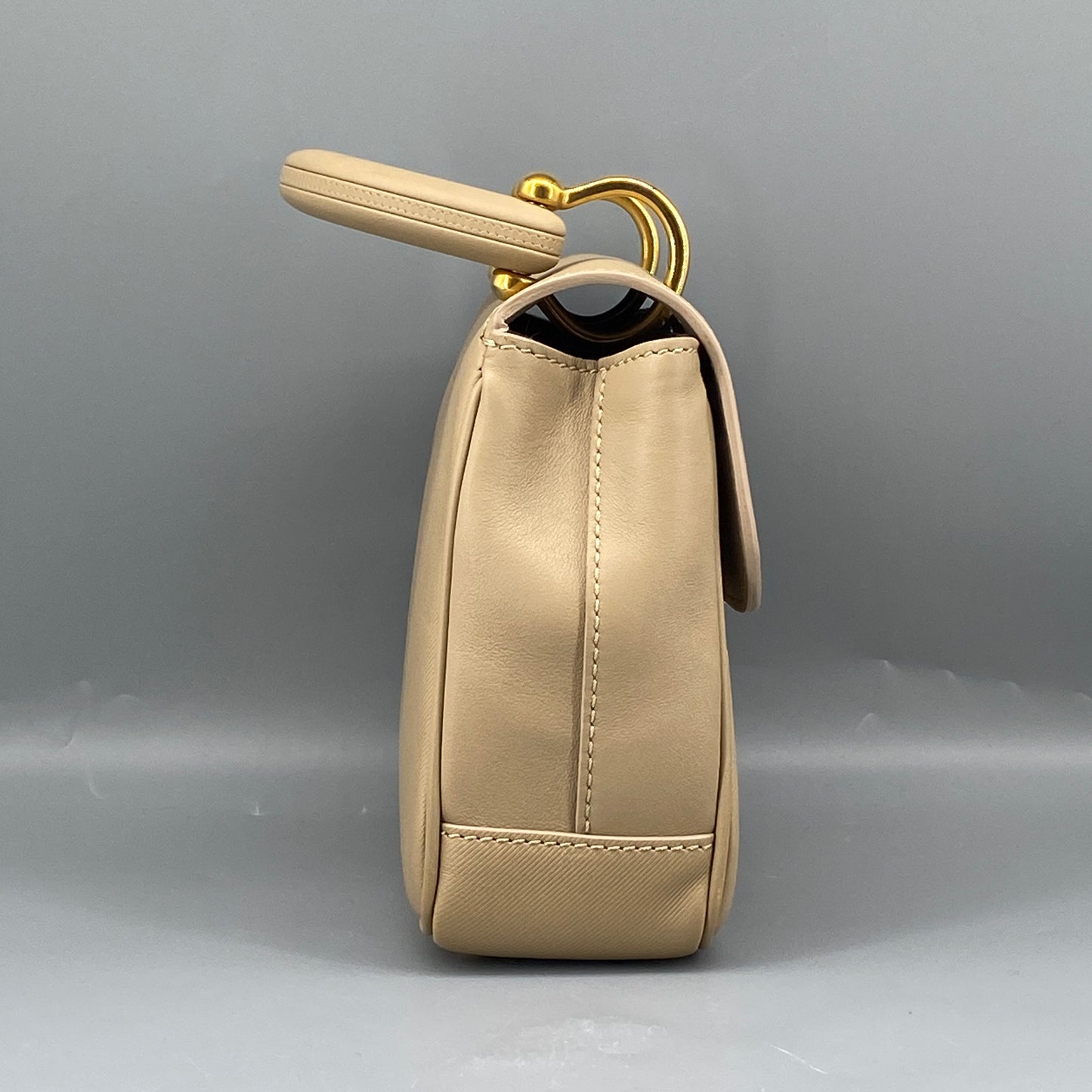 Burberry Beige Leather Top Handle Crossbody Bag