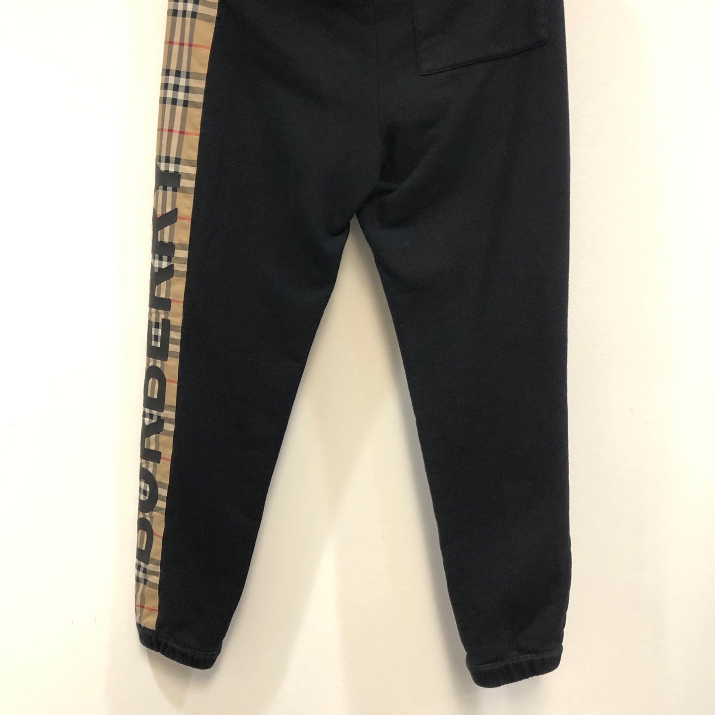 Burberry Vintage Check Side Stripe Black Cotton Jogger Pants Size XXS