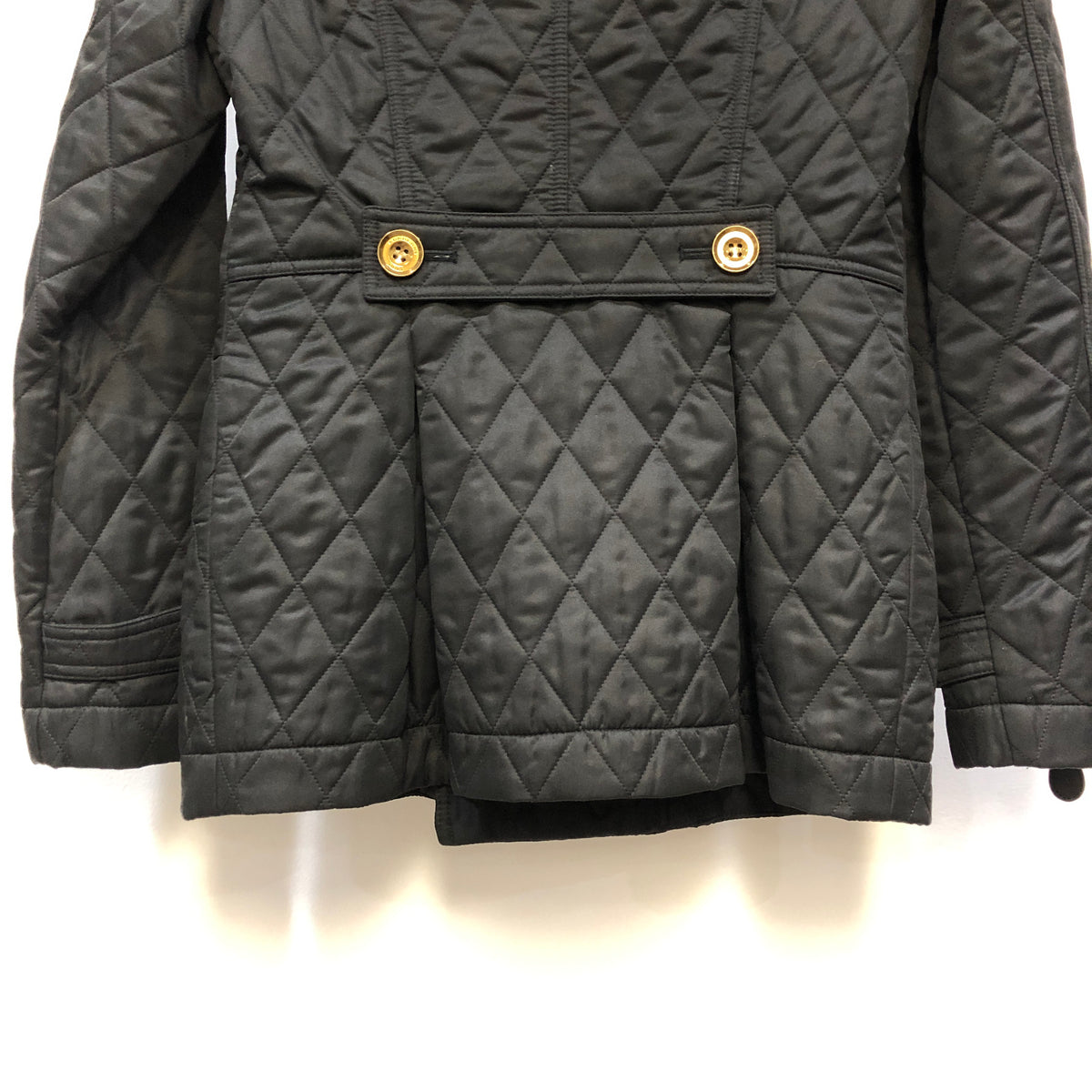 Burberry Black Quilted Double Breasted Coat Size S