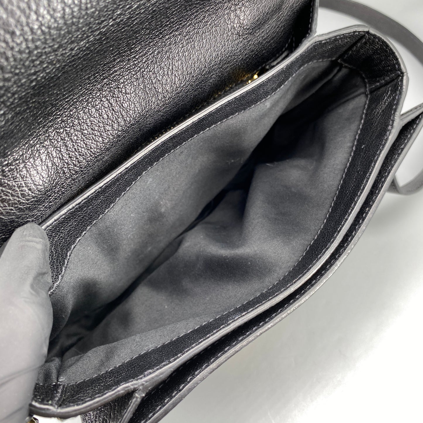 Miu Miu Black Leather Metal Lock Flap Crossbody Bag