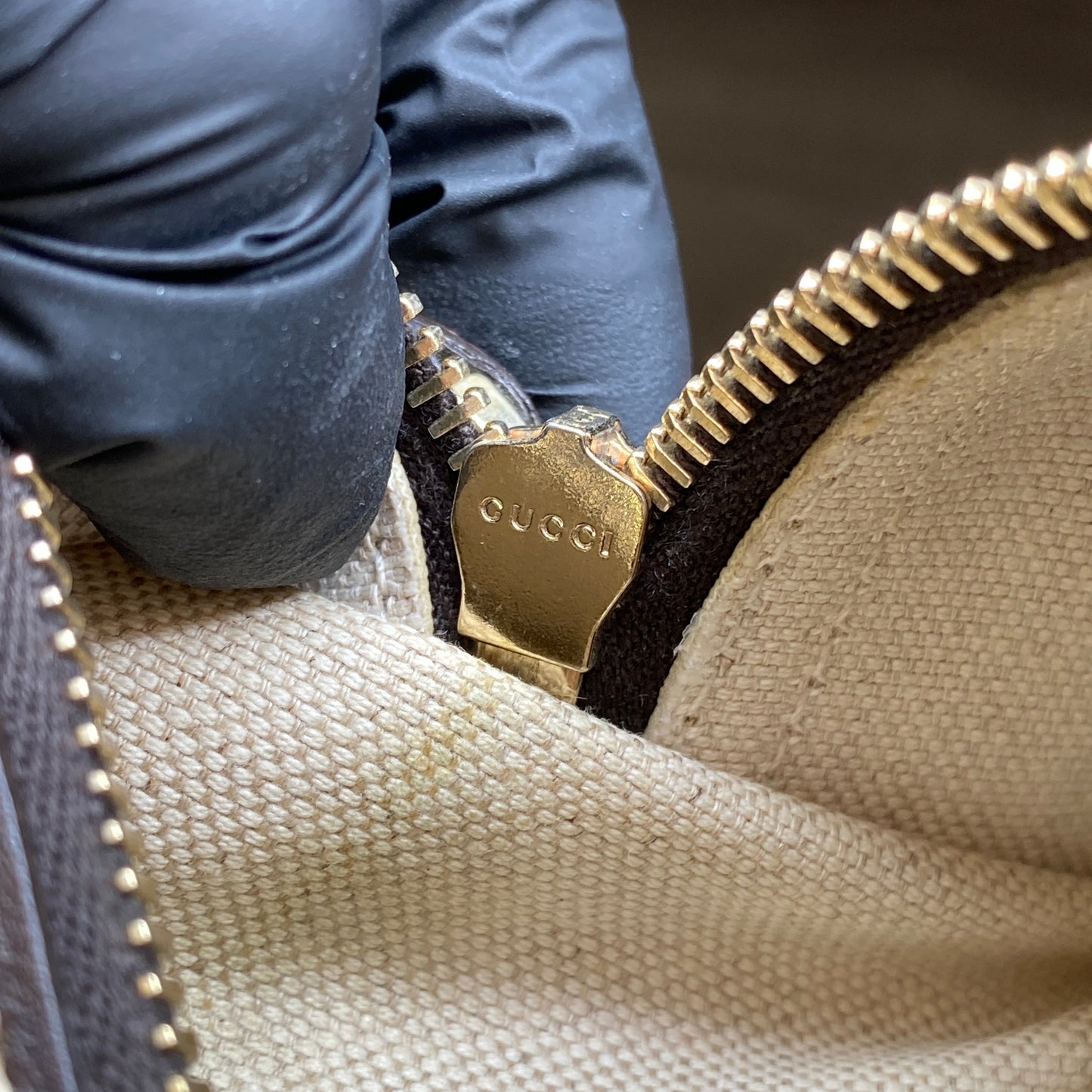 Gucci Beige GG Canvas Vertical Messenger Crossbody Bag