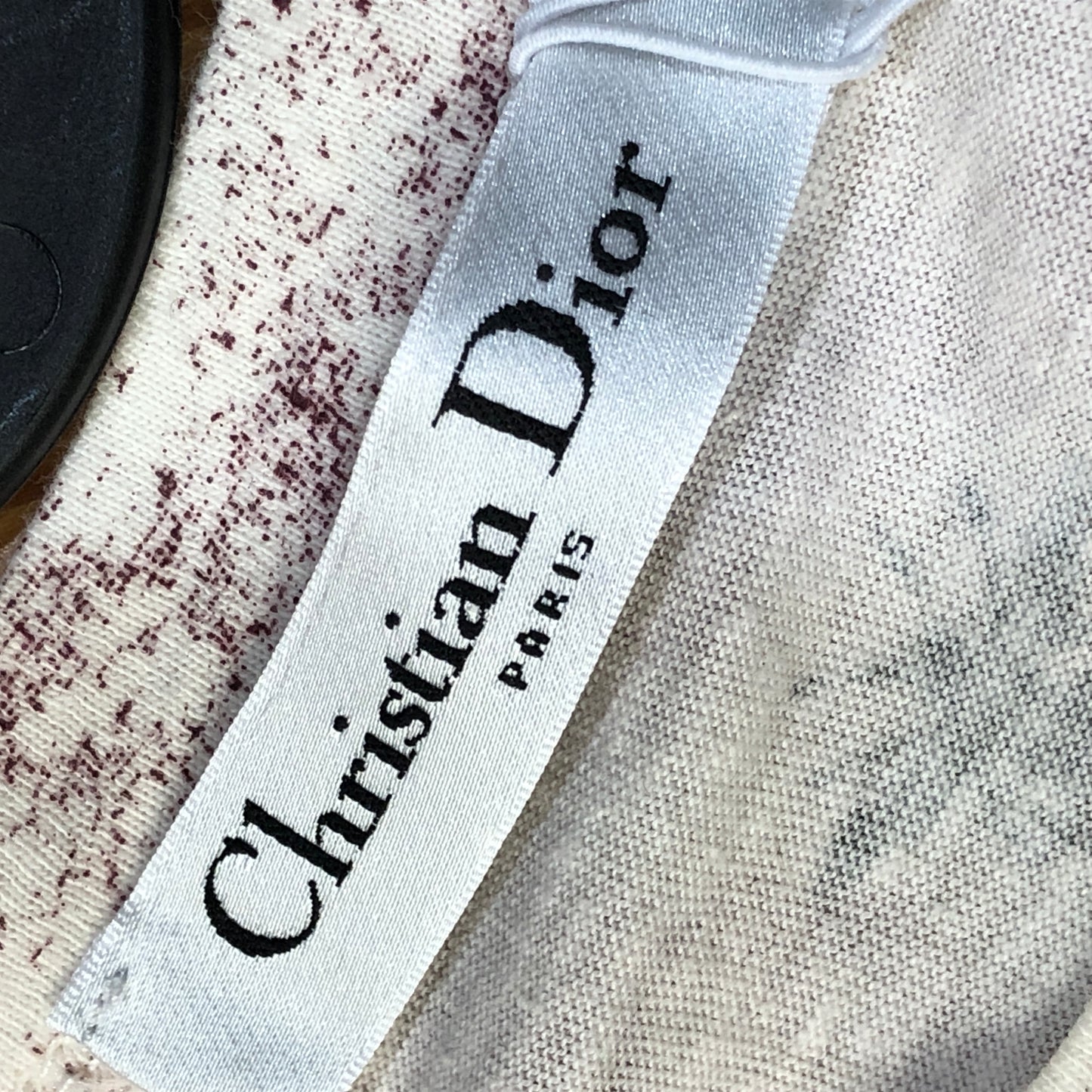 Dior White & Burgundy Printed Short Sleeve T-shirt Size S