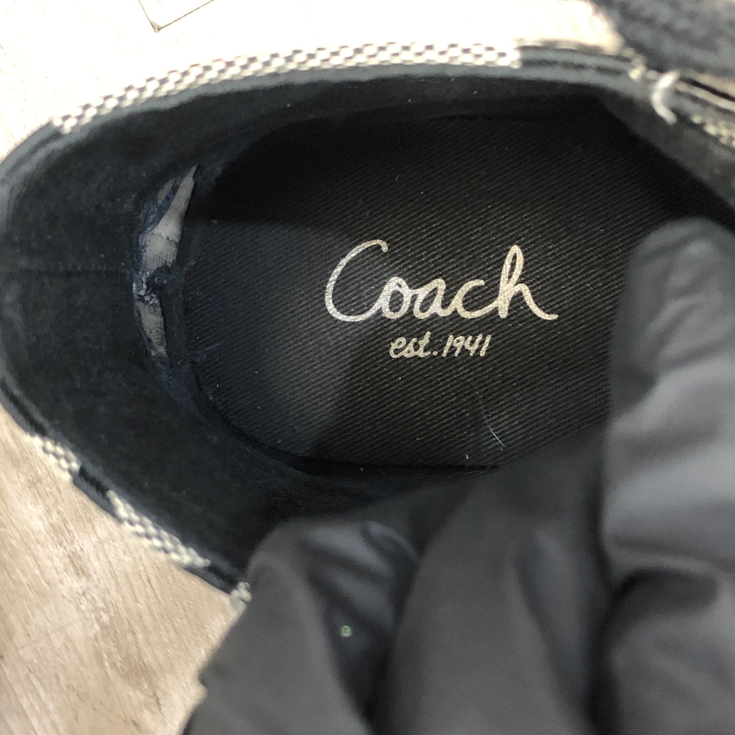 Coach Women's Signature Jacquard Low Top Lace Up Sneaker Shoes 6.5B Black Grey