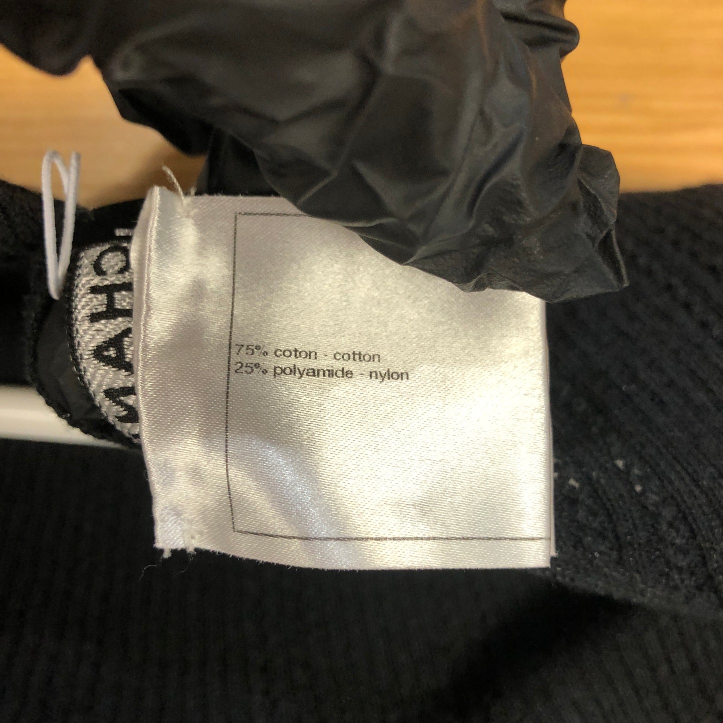 Chanel Black Ribbed Knit Short Sleeve Top Size 34