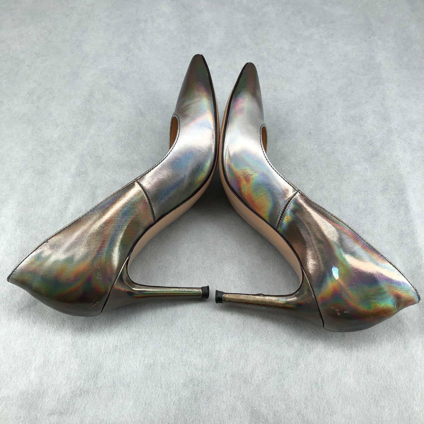 Gianvito Rossi Rainbow Silver Metallic Pointed Stiletto Pumps 35.5