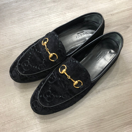 Gucci Women's Black GG Velvet Horsebit Loafers Size 37