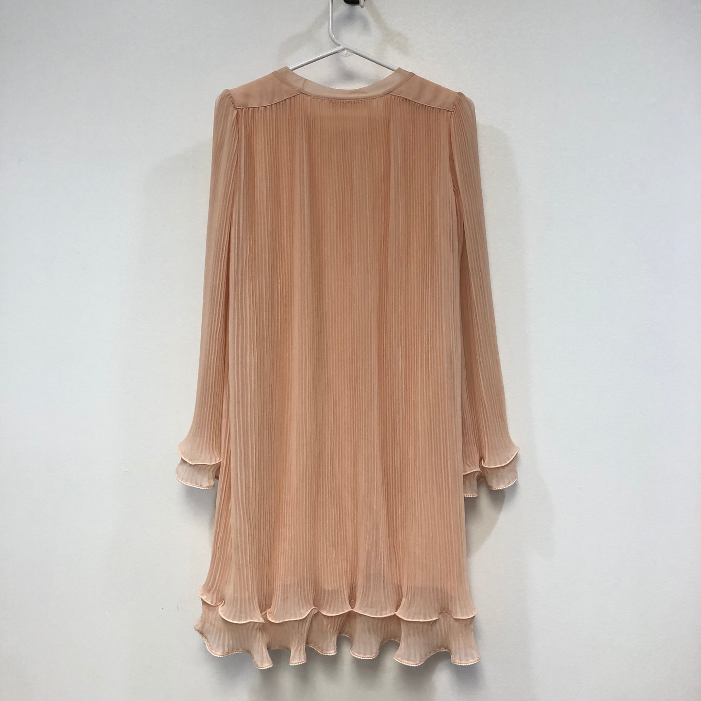 Chloe Pink Pleated Chiffon Ruffle Hem Dress Size 34