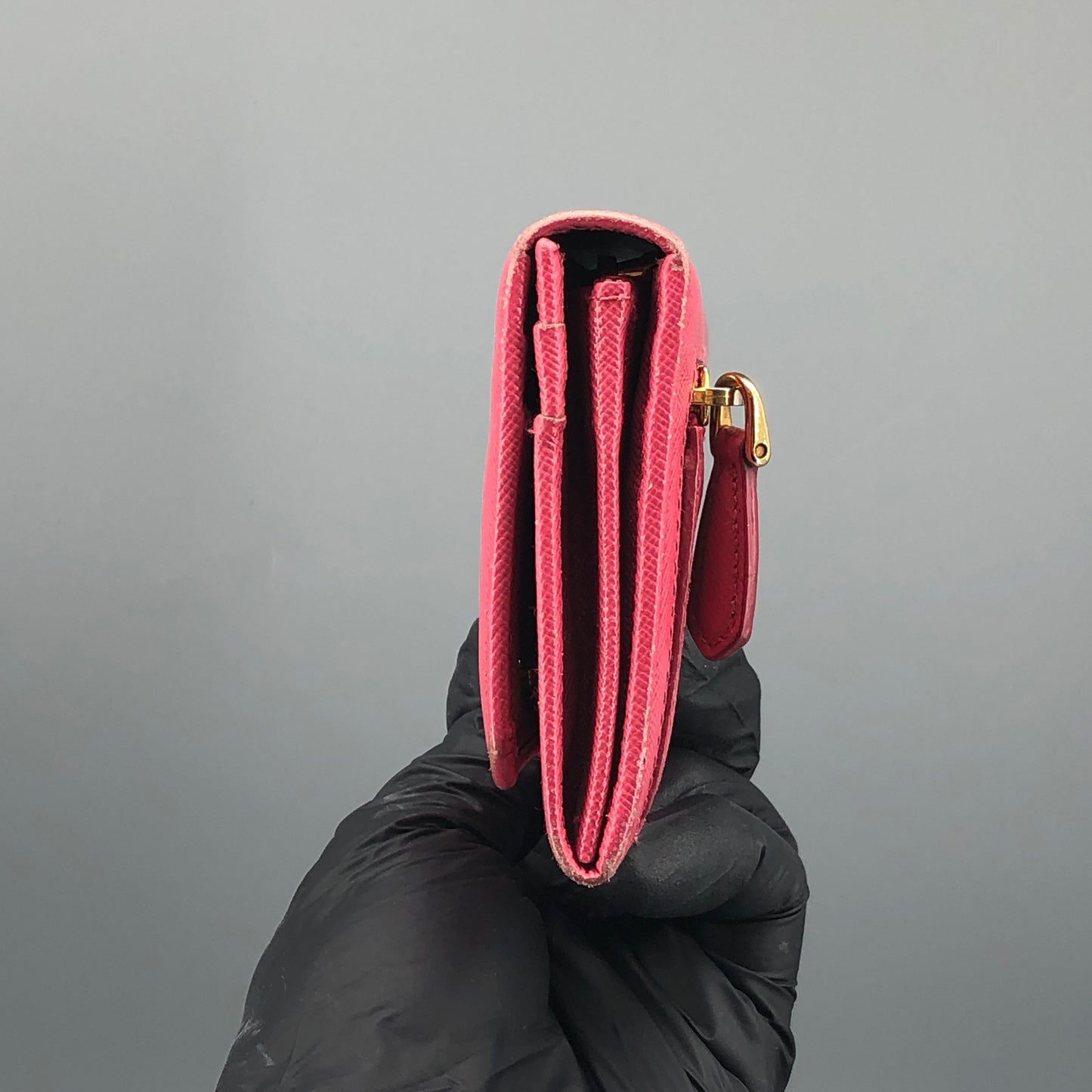 Prada Pink Saffiano Leather Flap Long Wallet