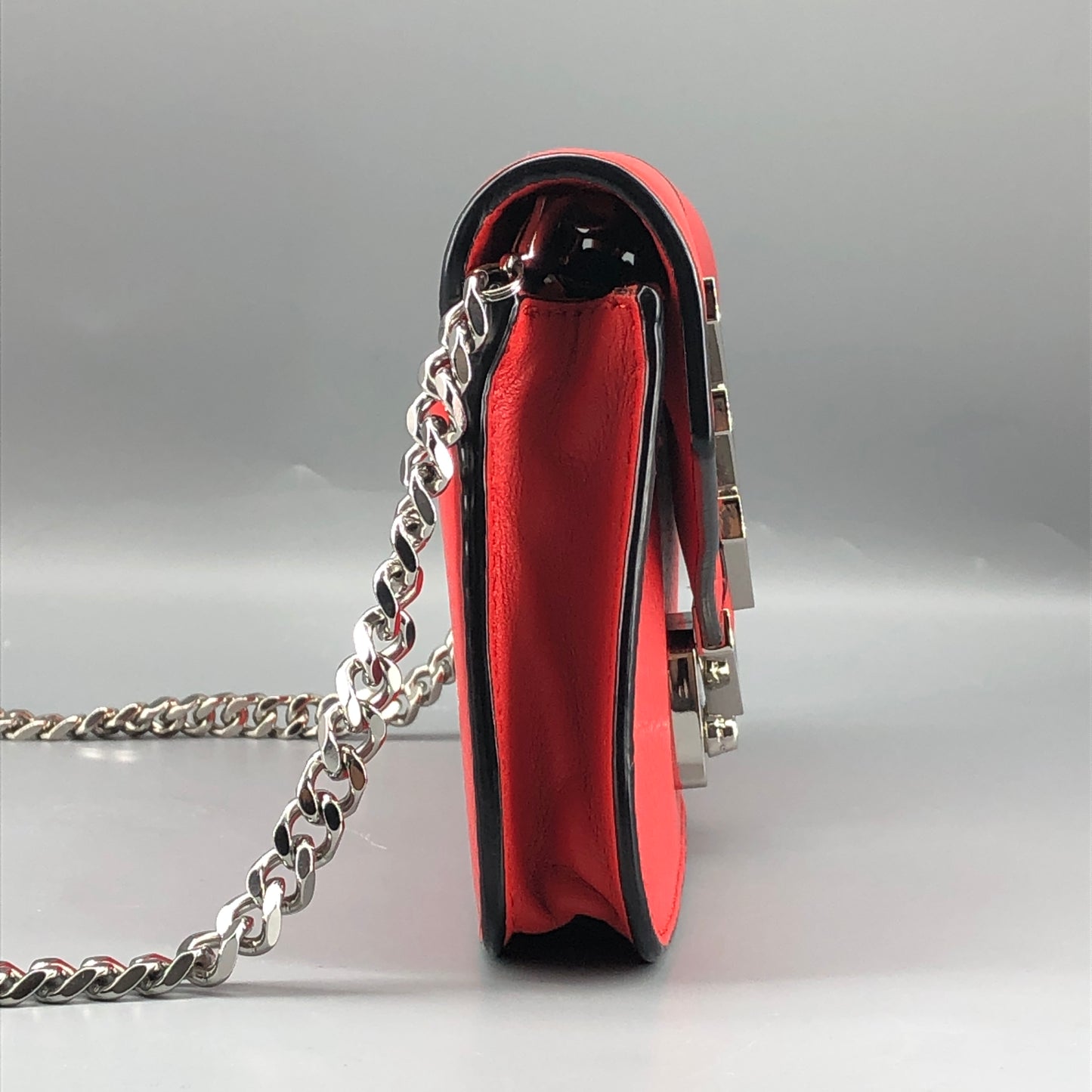 Mackage Red Leather Chevron Metal Logo Flap Crossbody Bag