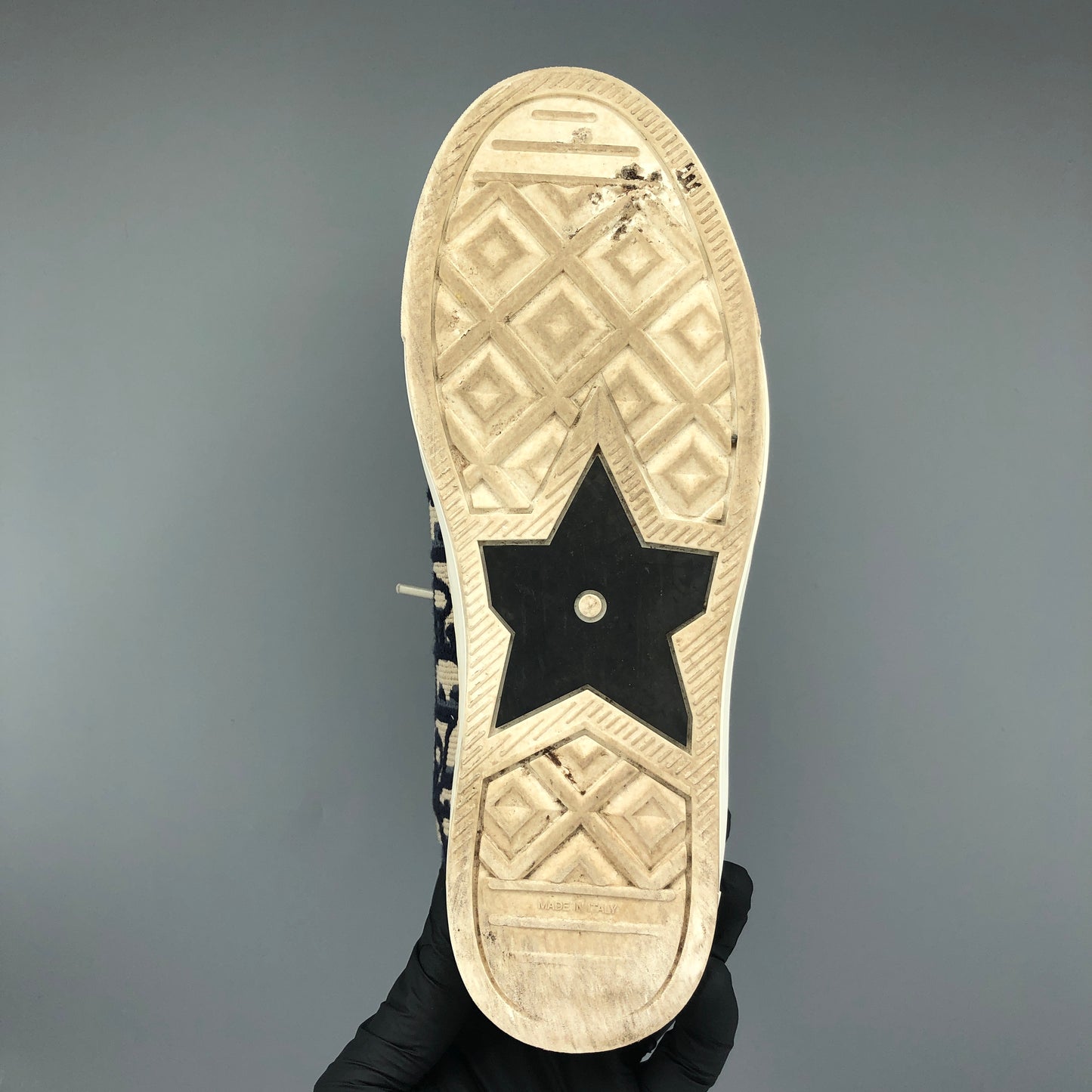 Christian Dior Walk'n'Dior Oblique Jacquard Low Top Sneakers Size 37.5 Cream & Navy