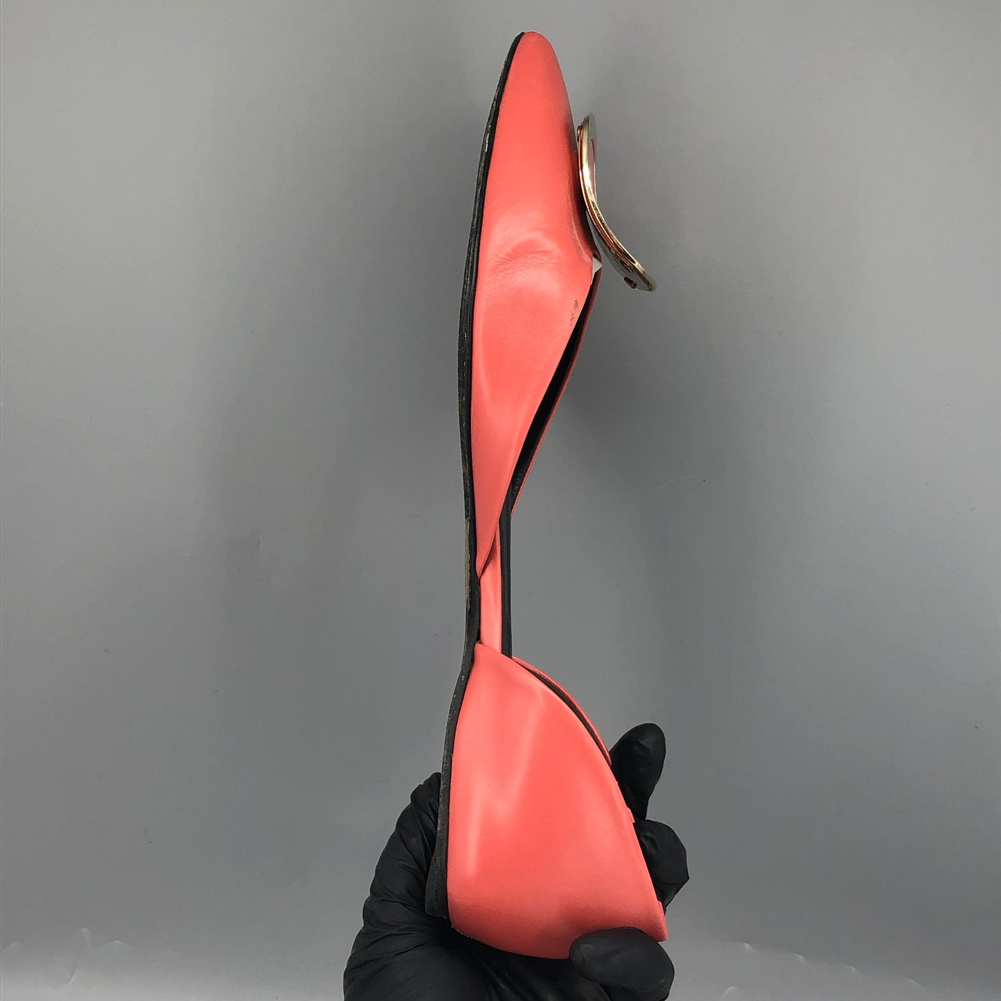 Roger Vivier Women's Strass Buckle D'Orsay Flats Size 39.5 Salmon Pink