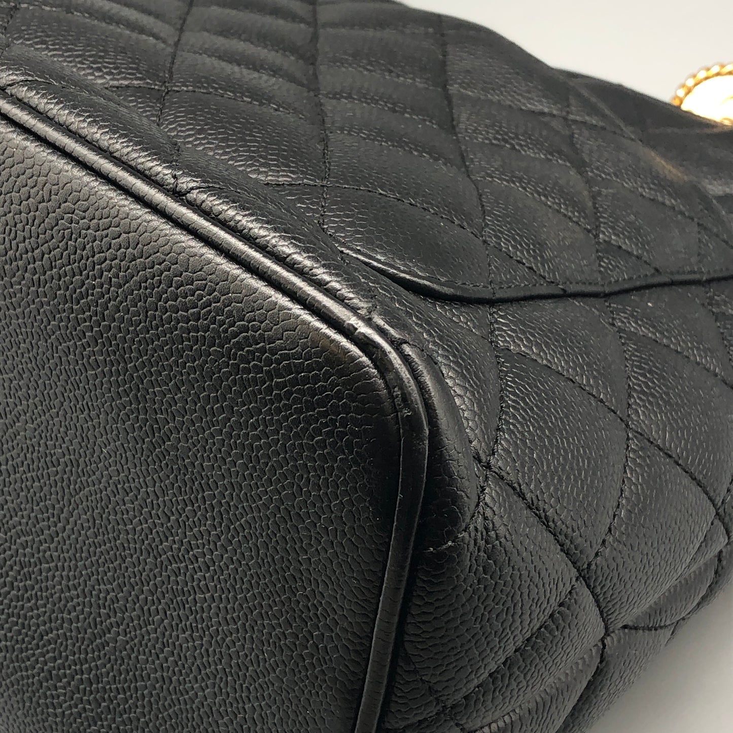 Chanel Quilted Caviar Leather CC Tote Bag Black